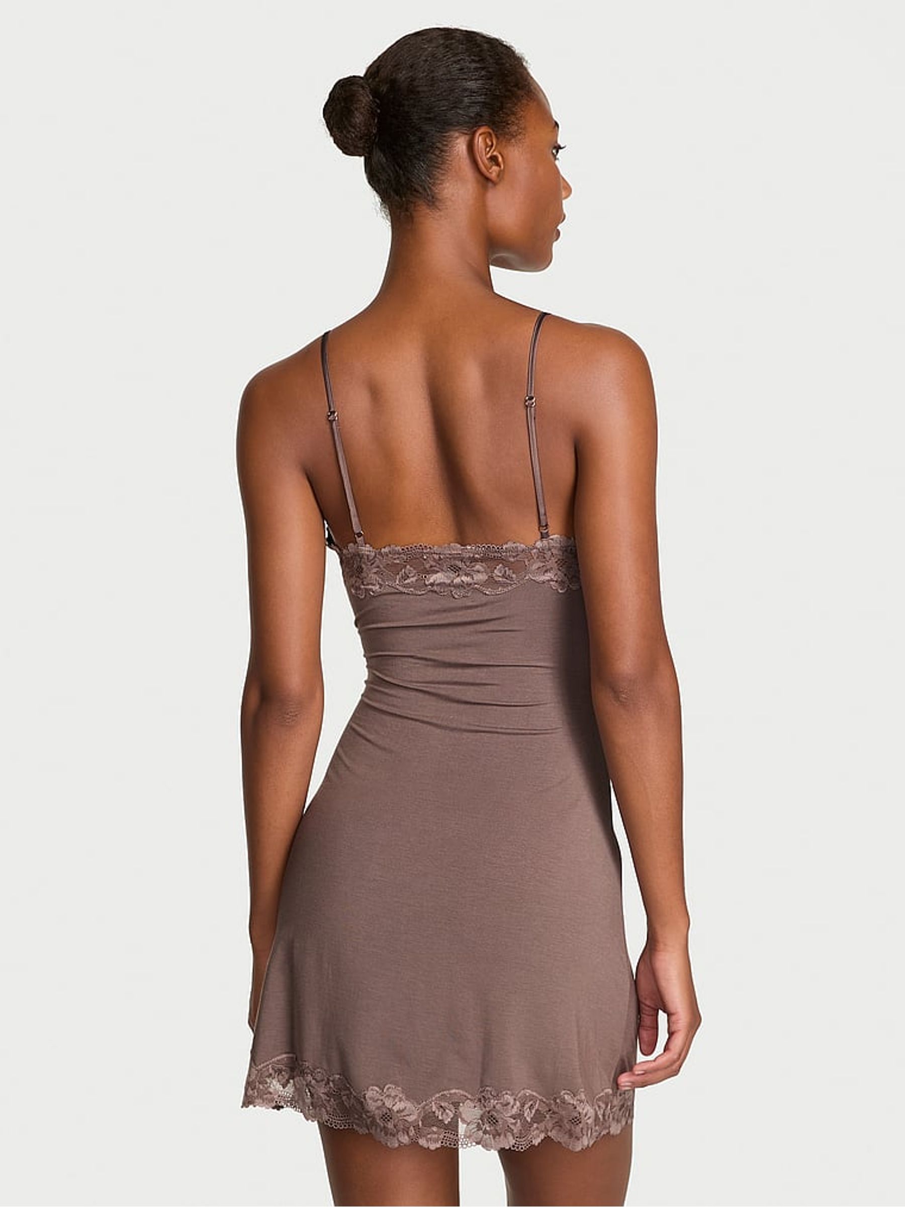Cloudy Grey Mini Modal Lace Slip - Image 2 of 4