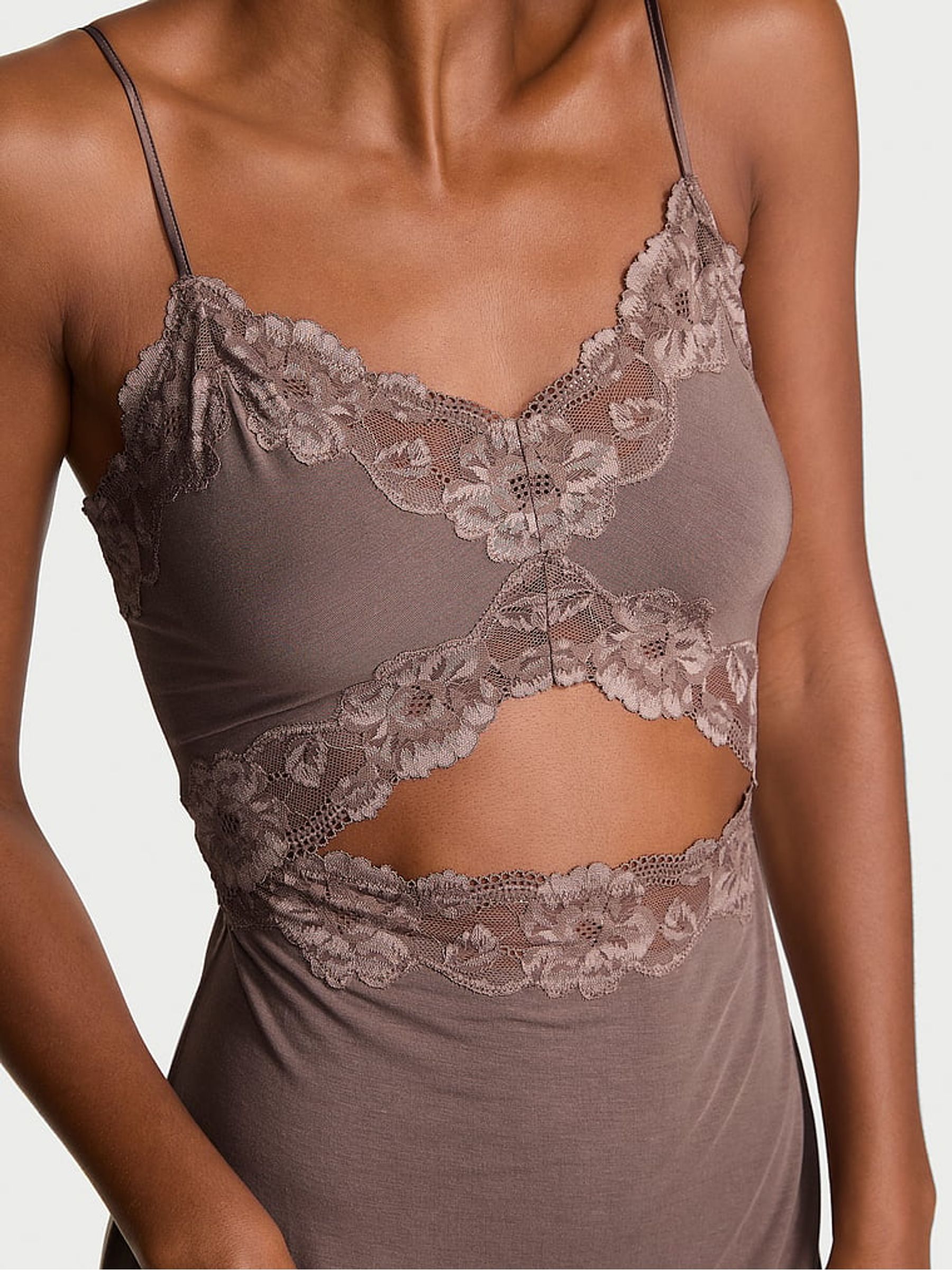 Cloudy Grey Mini Modal Lace Slip - Image 3 of 4