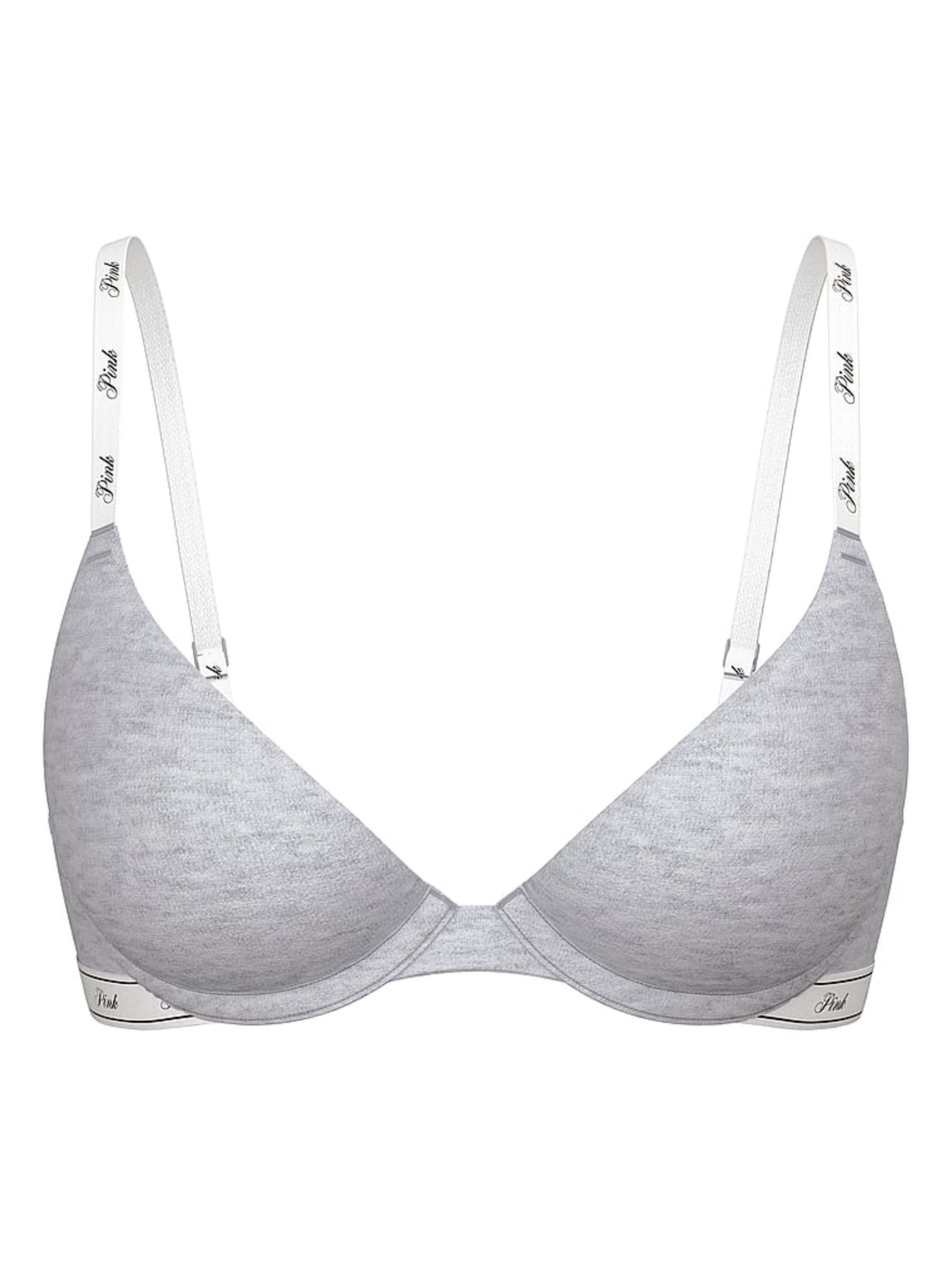 Medium Heather Grey Push Up Cotton Blend Logo Bra - Image 3 of 3