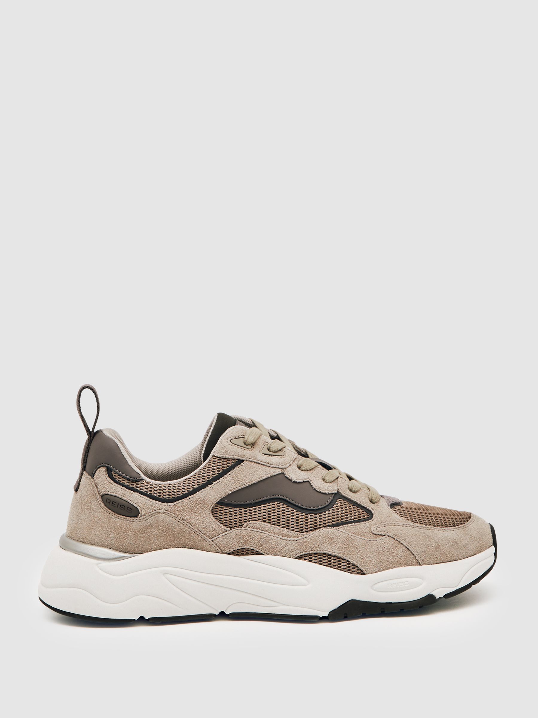 Chunky-Sole Panelled Runner Trainers in Taupe Brown - Image 1 of 6