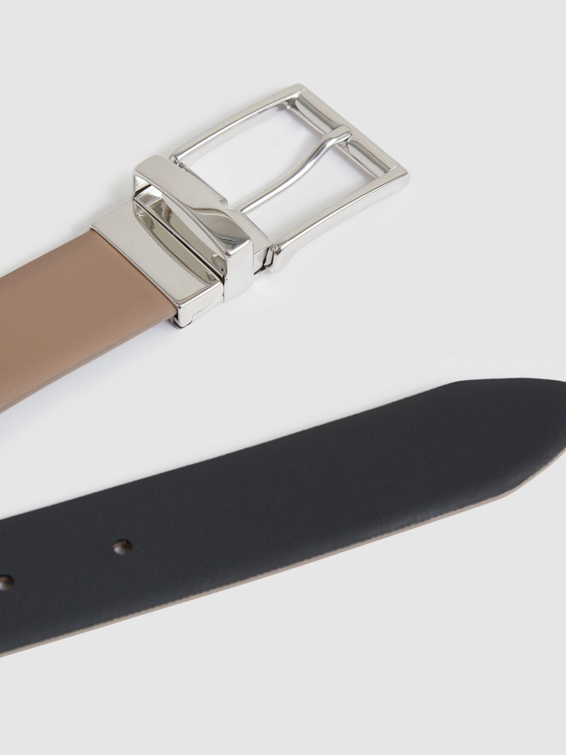 Reversible Leather Belt in Dark Stone/Navy - Image 4 of 6