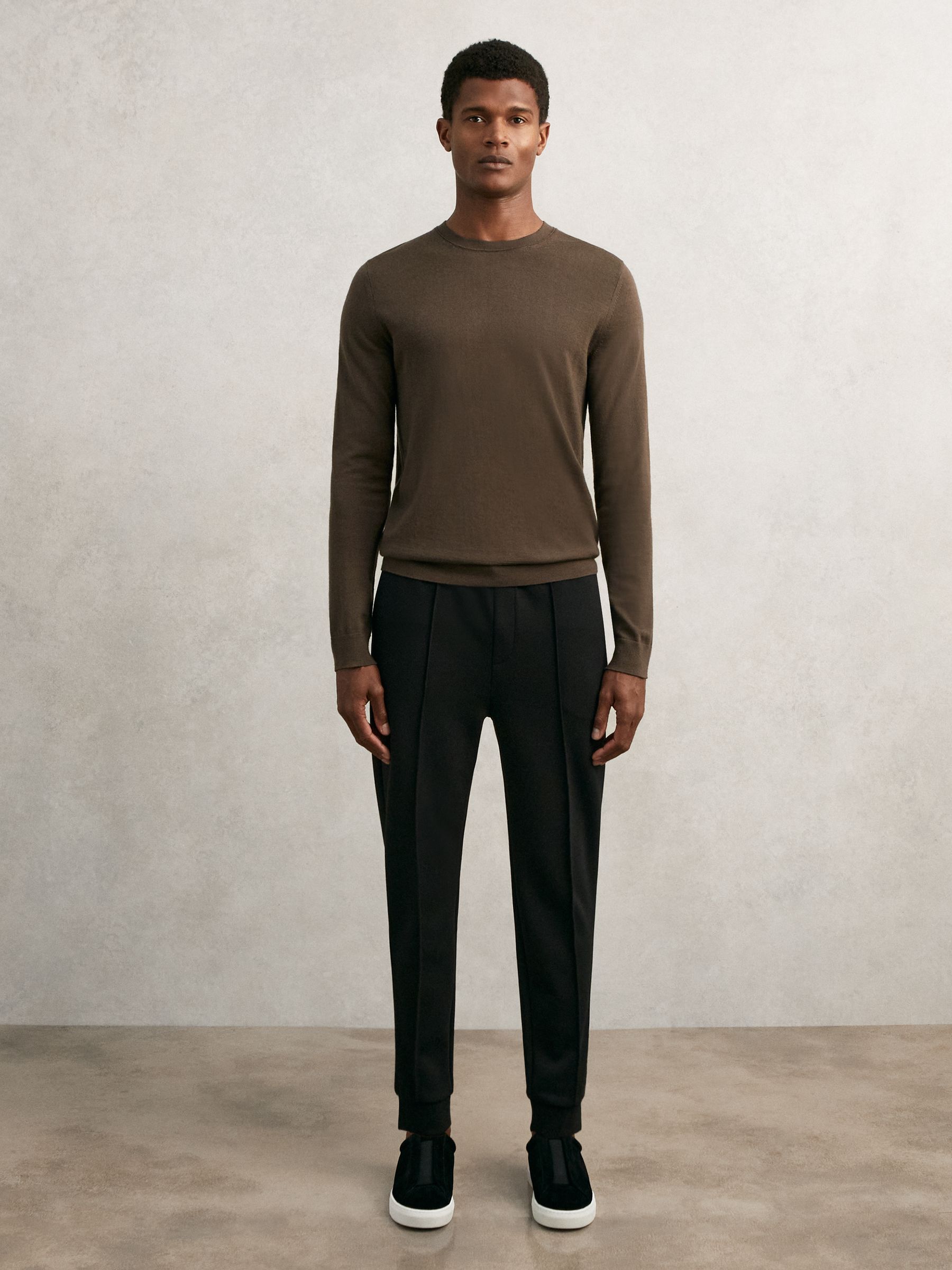 Interlock Drawstring Joggers in Black - Image 1 of 6