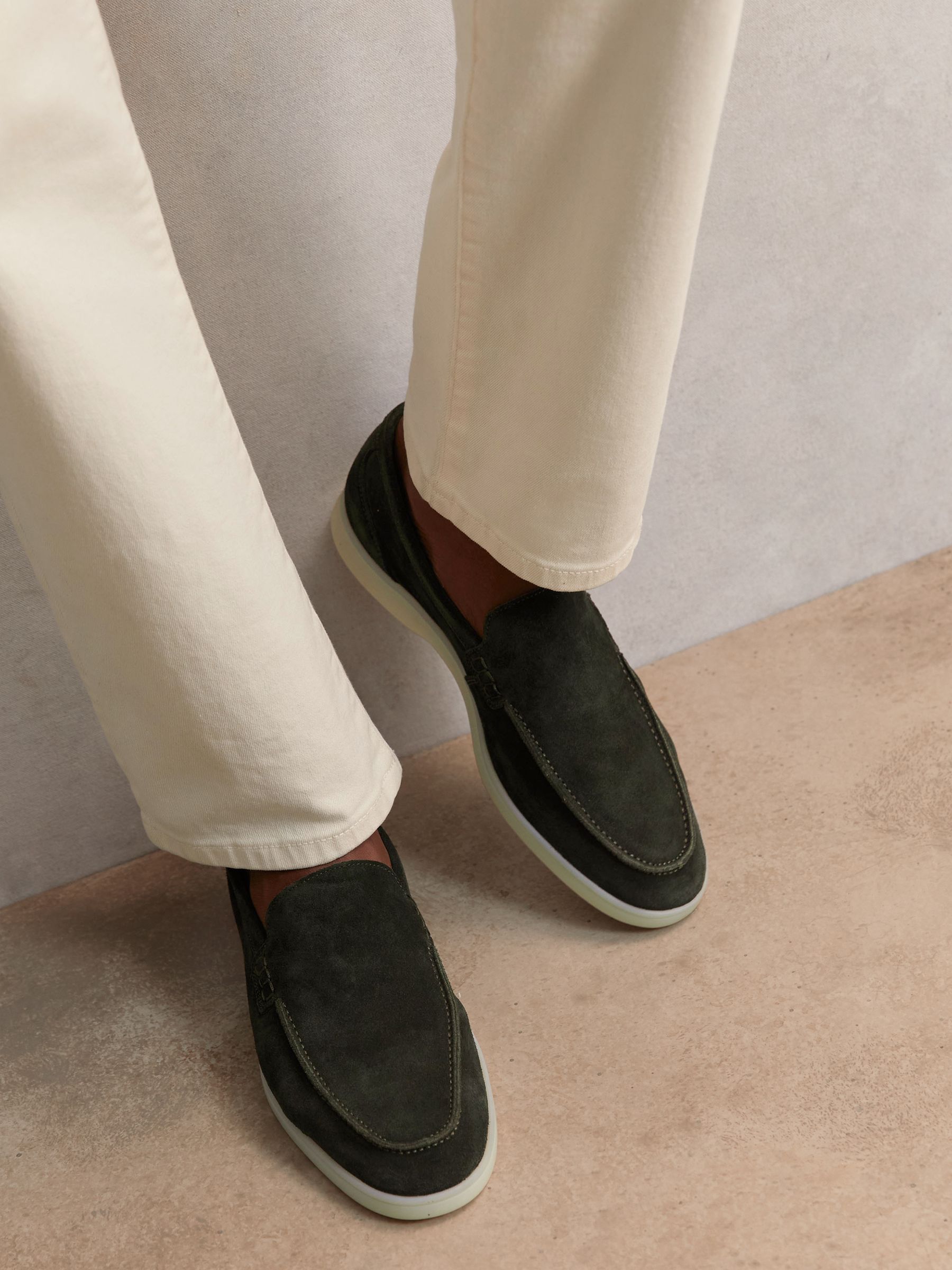 Suede Slip-On Loafer in Forest Green - image 4