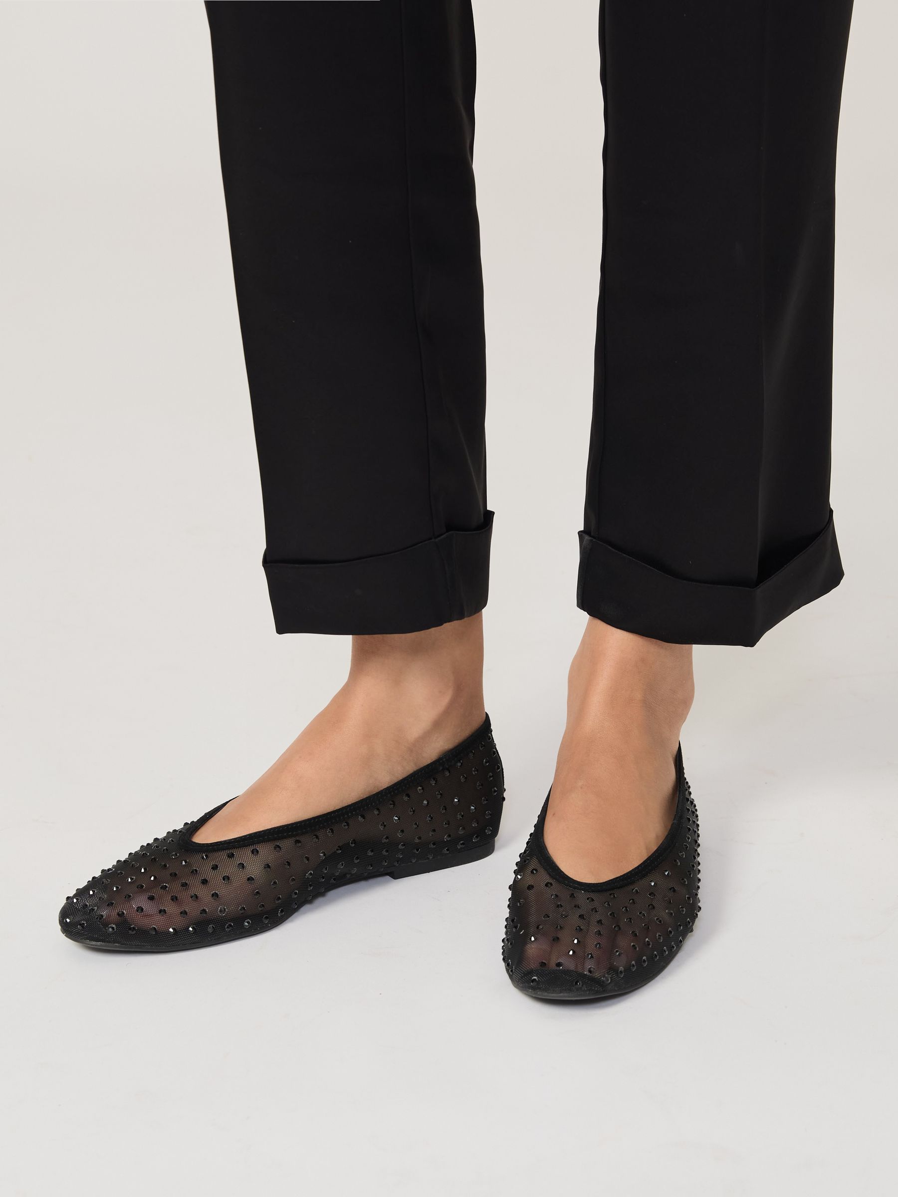 Mesh Embellished Ballet Flats in Black - Image 2 of 5