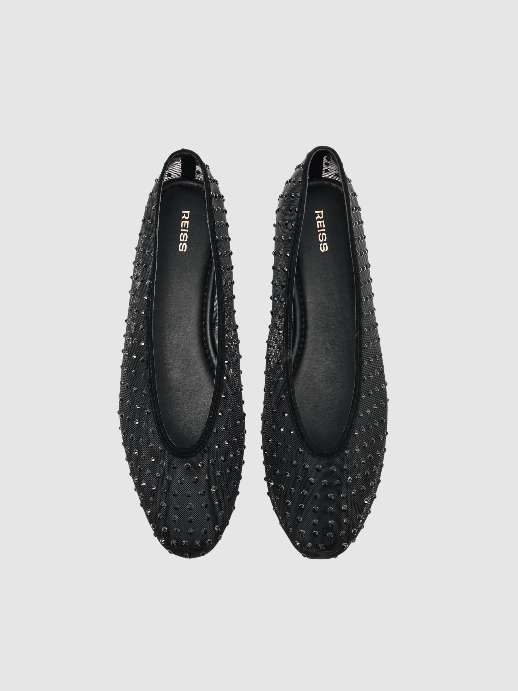 Mesh Embellished Ballet Flats in Black - image 3