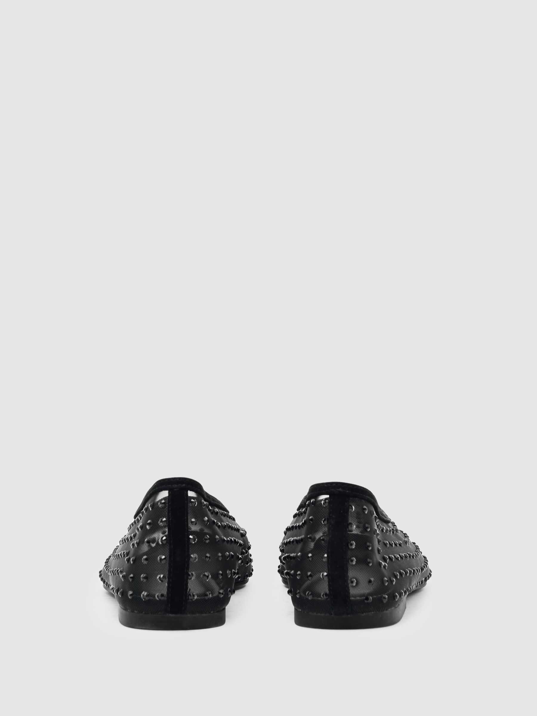 Mesh Embellished Ballet Flats in Black - image 4
