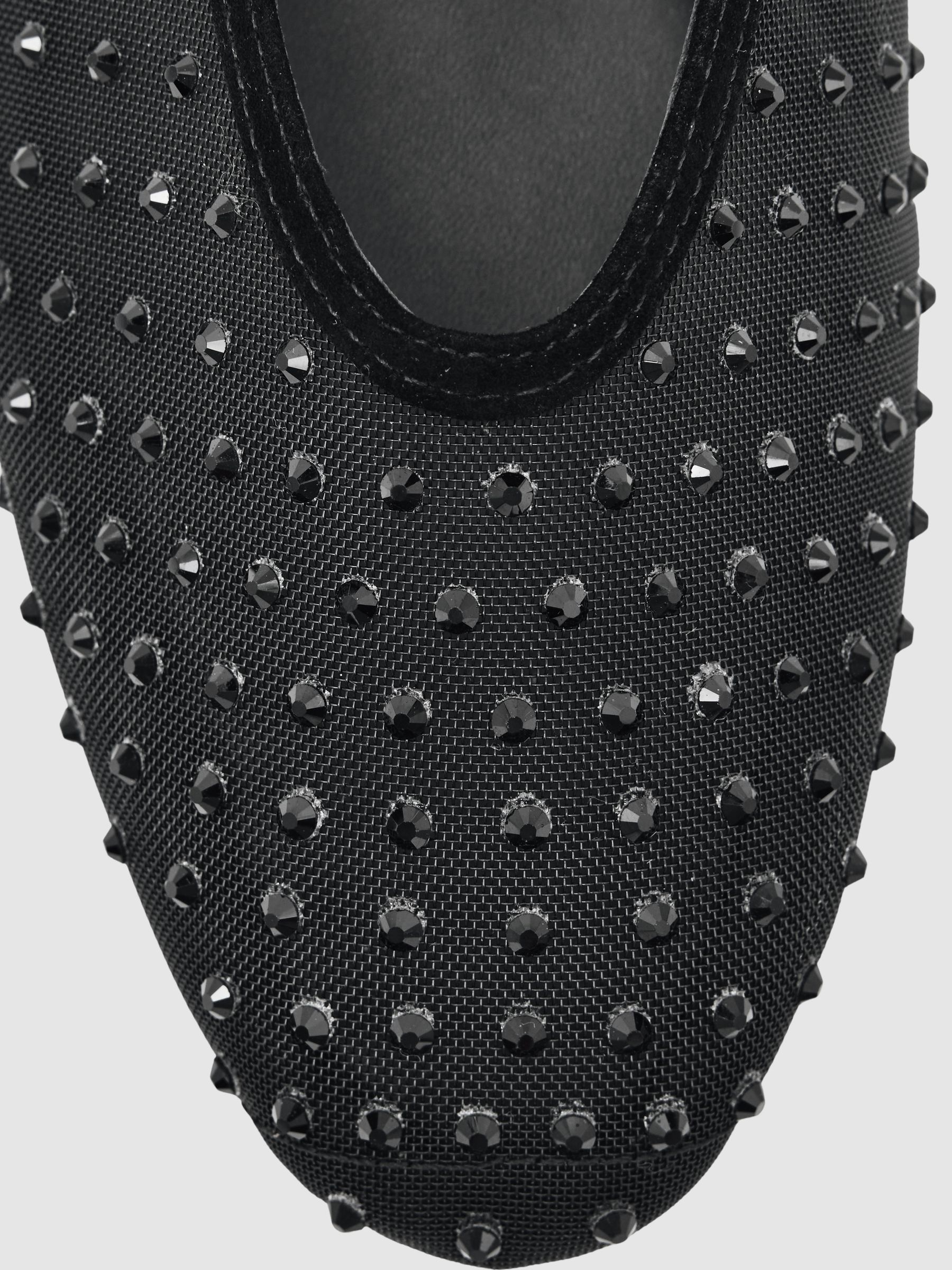 Mesh Embellished Ballet Flats in Black - image 2