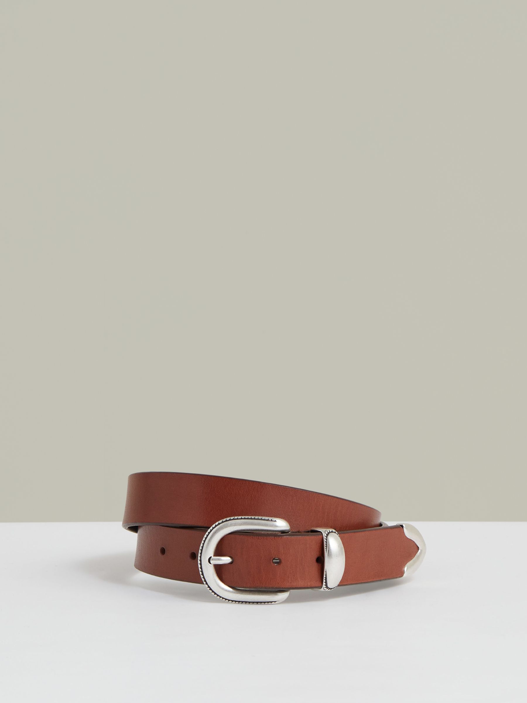 Leather Western Belt in Tan Brown - Image 1 of 4