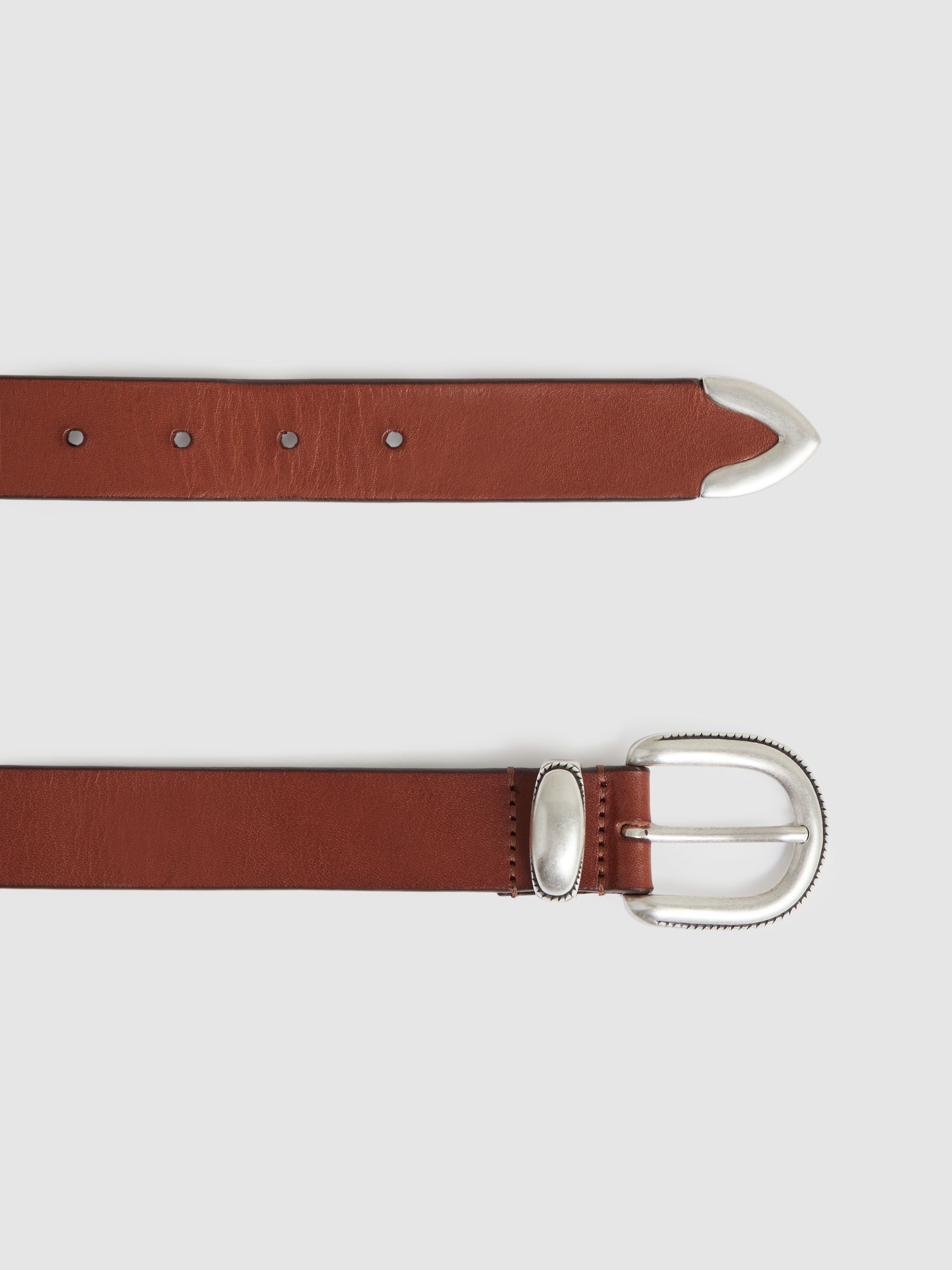 Leather Western Belt in Tan Brown - Image 3 of 4