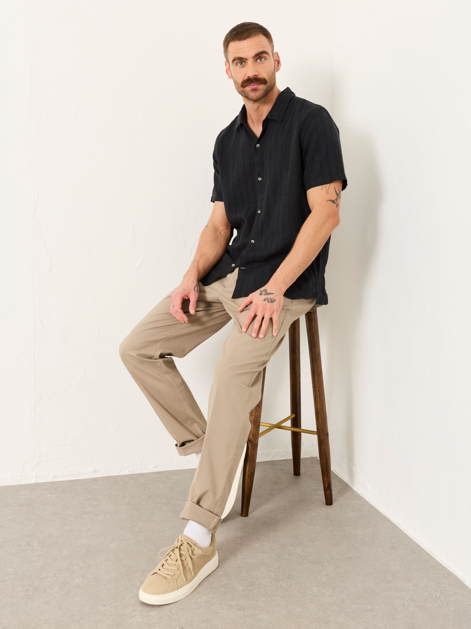 Bosbury Stone Tailored Fit Pique Chinos - Image 3 of 6