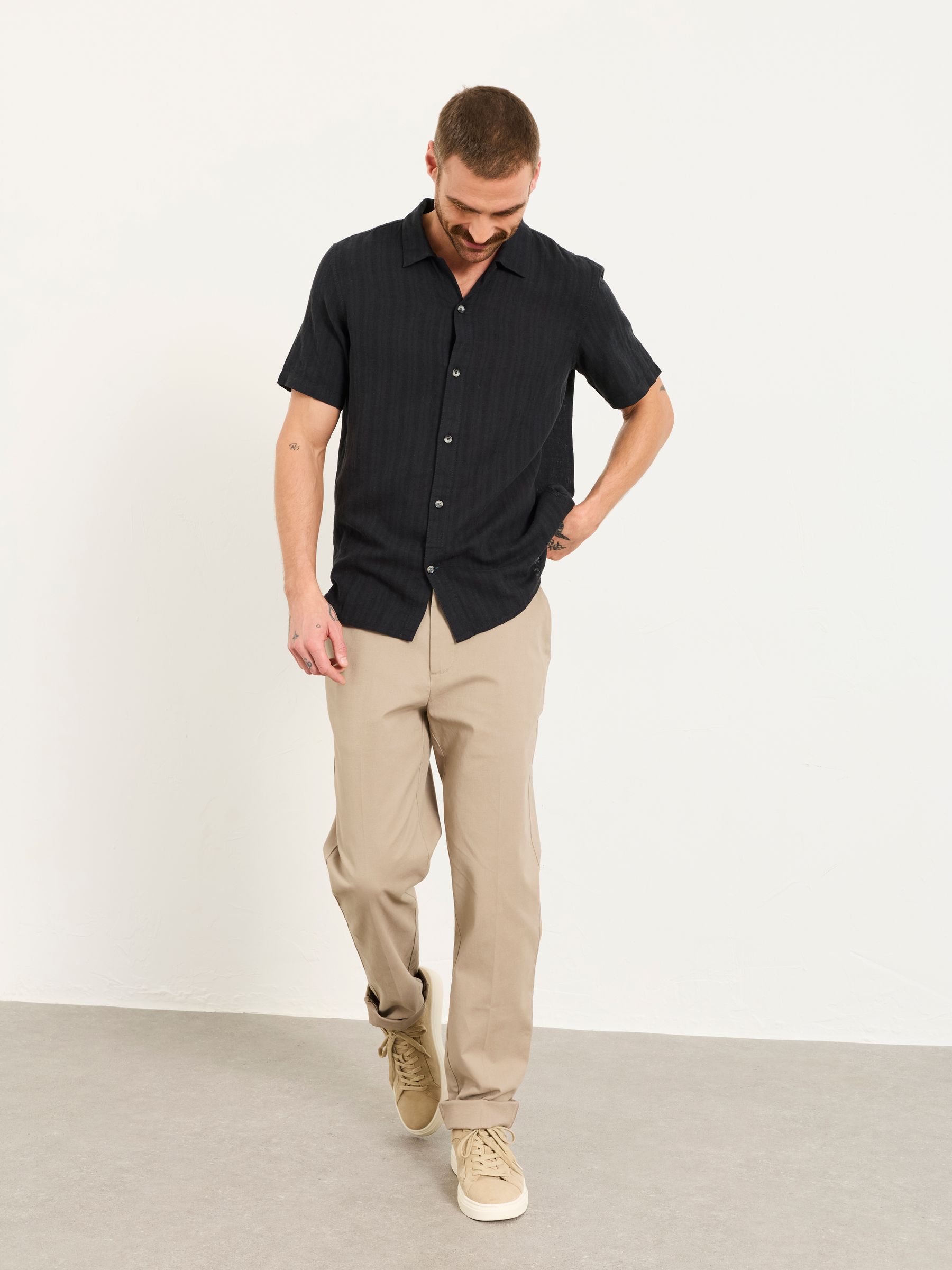 Bosbury Stone Tailored Fit Pique Chinos - Image 5 of 6