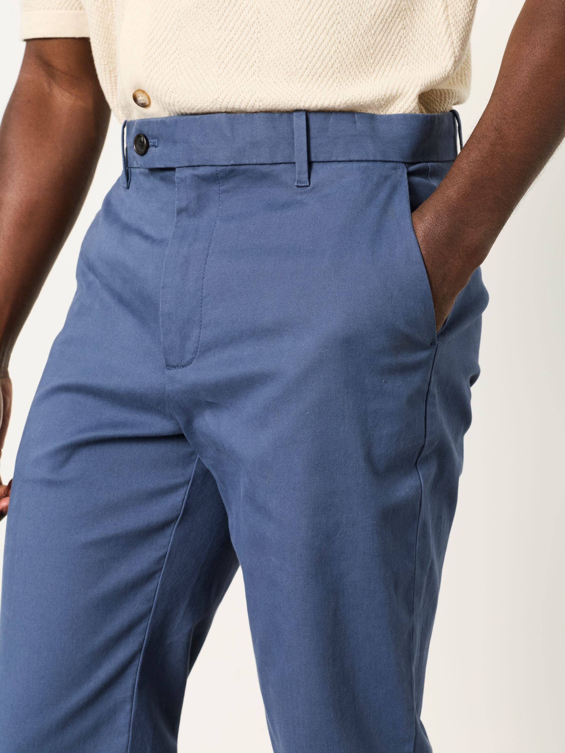 Bosbury French Navy Tailored Fit Pique Chinos - Image 3 of 6