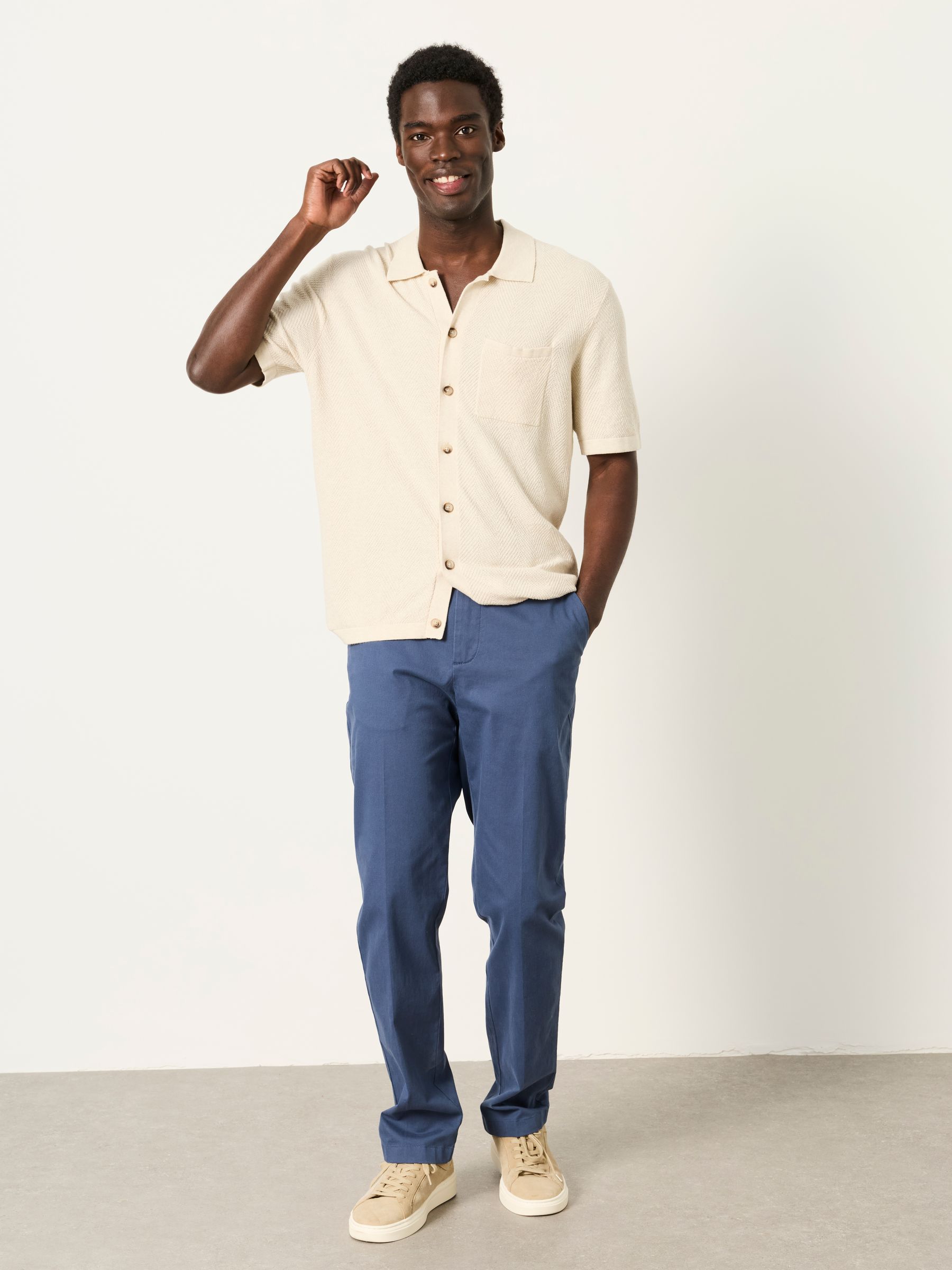 Bosbury French Navy Tailored Fit Pique Chinos - Image 5 of 6