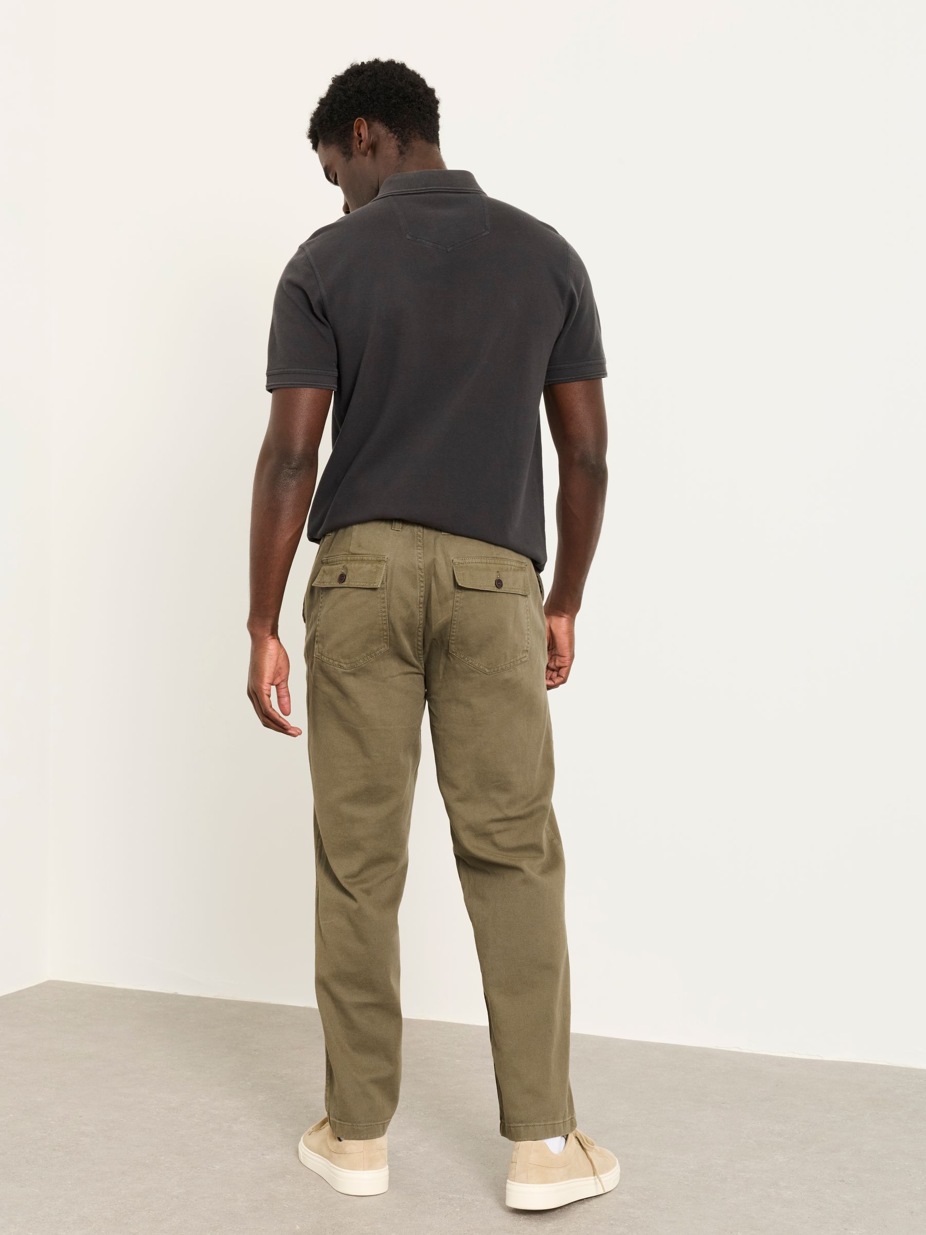 Mylor Khaki Green Tapered Twill Trousers - Image 2 of 6