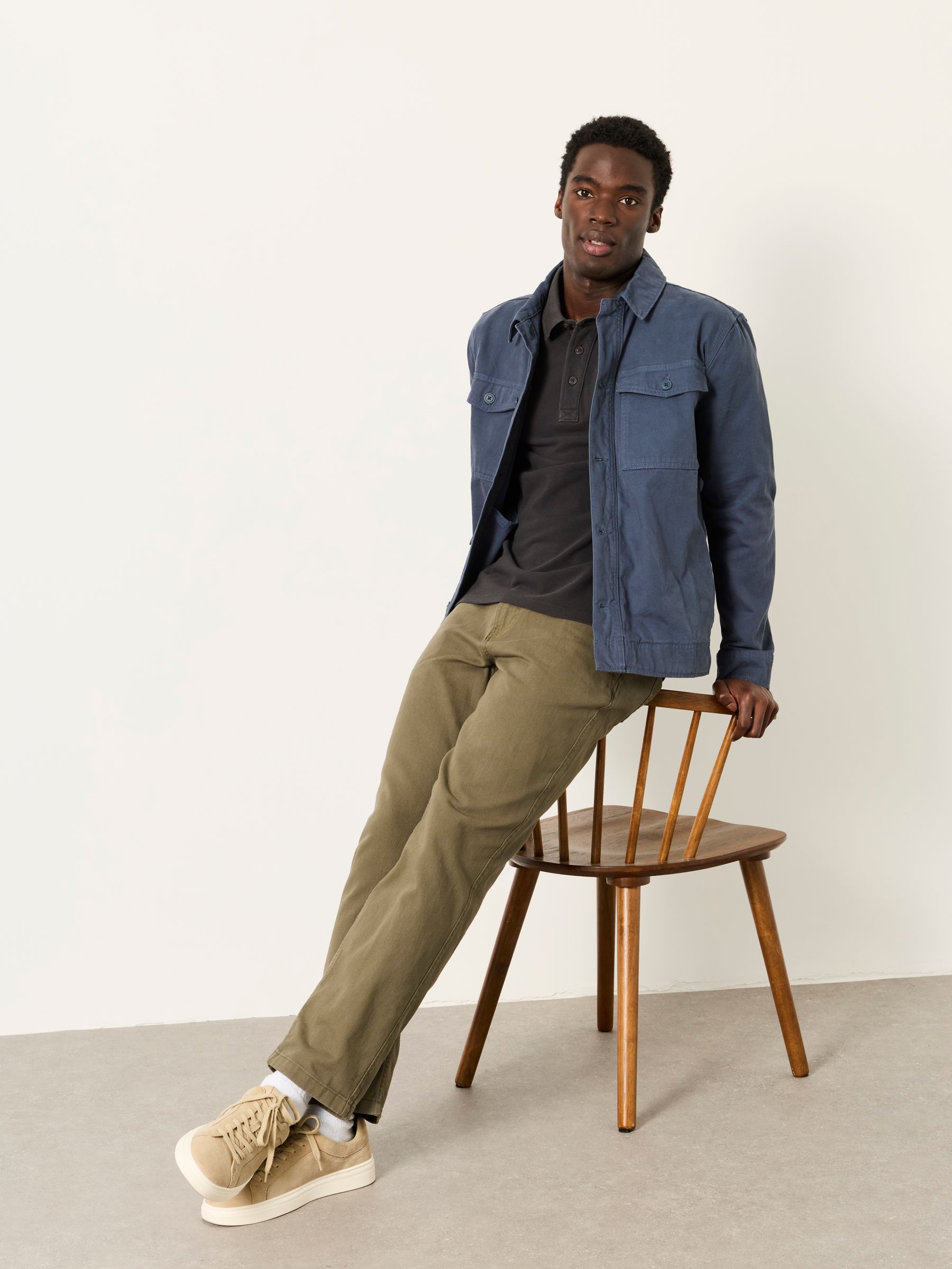 Mylor Khaki Green Tapered Twill Trousers - Image 5 of 6