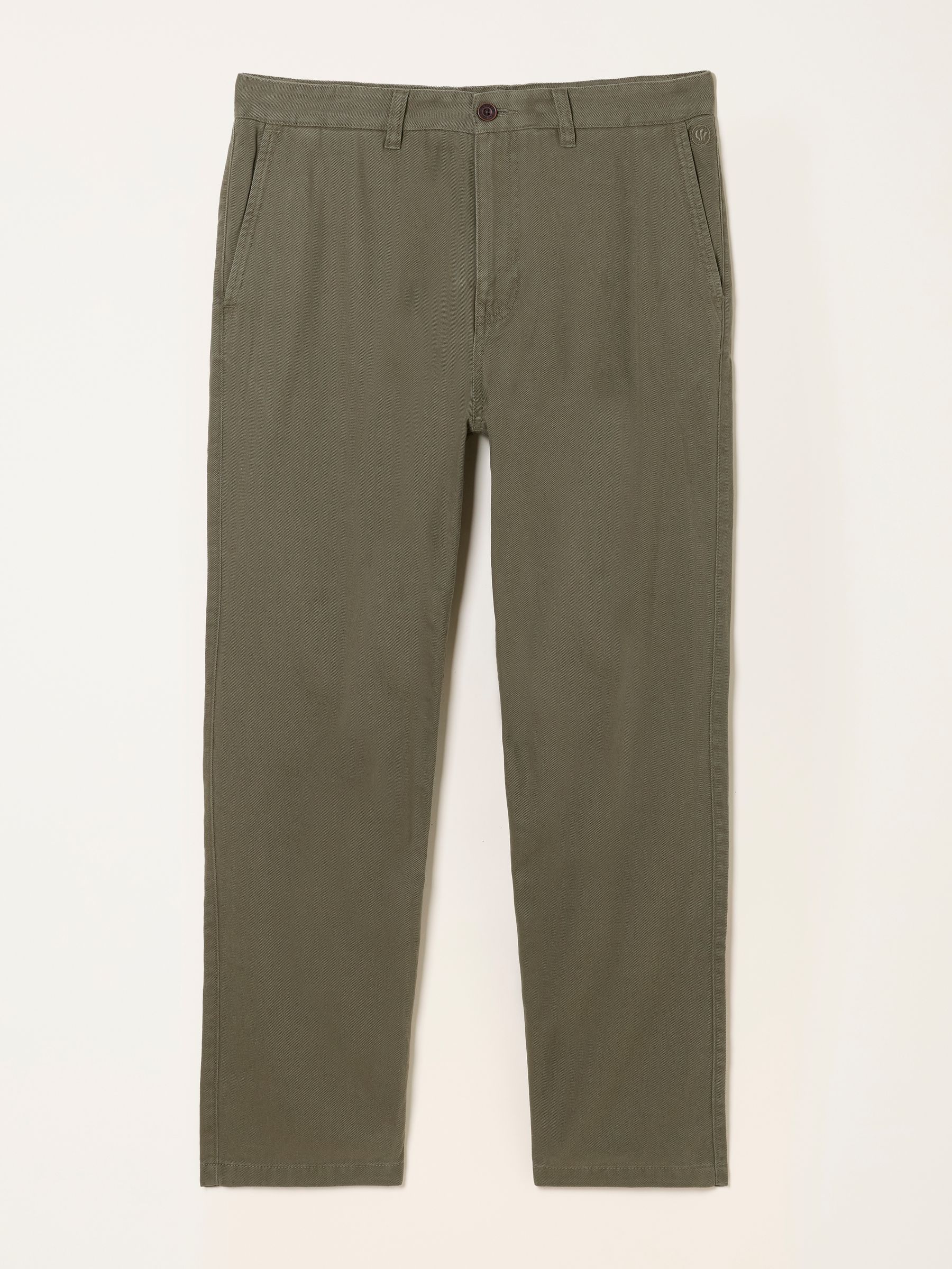 Mylor Khaki Green Tapered Twill Trousers - Image 6 of 6