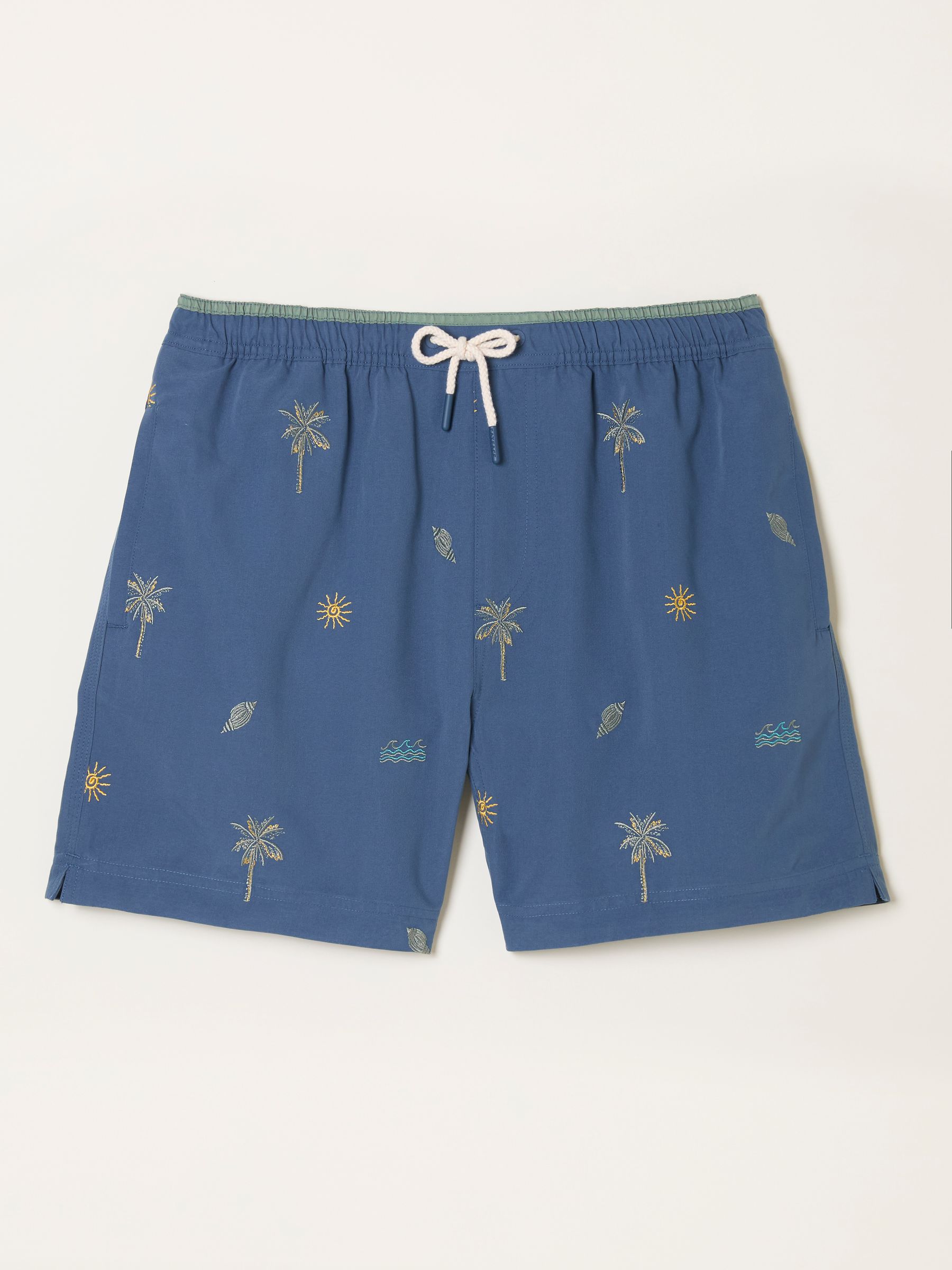 Trevose Navy Embroidered Palm Tree Swim Shorts - Image 6 of 6