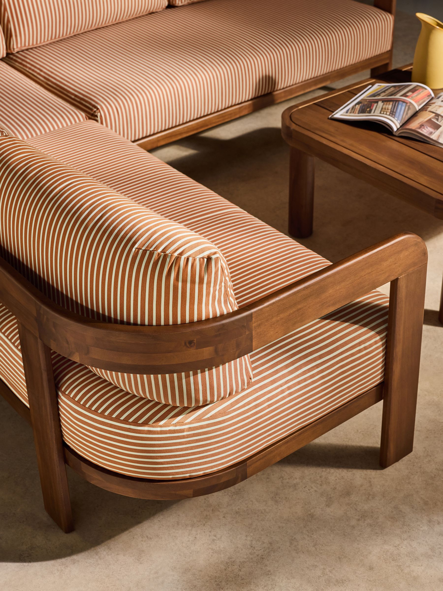 Eliana Garden Corner Lounge Set in Rust and Green Stripe - Image 2 of 5