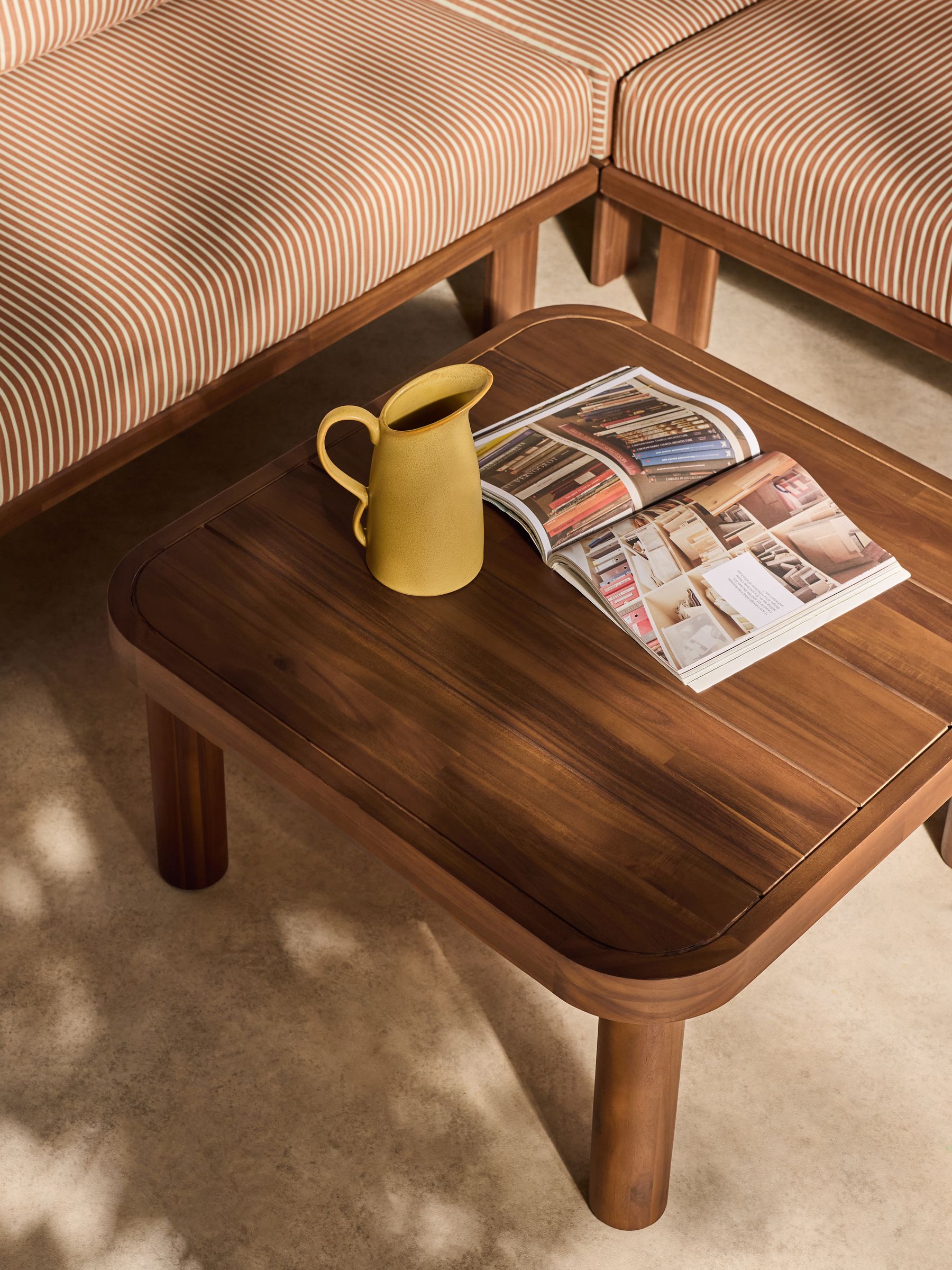 Eliana Garden Corner Lounge Set in Rust and Green Stripe - Image 3 of 5