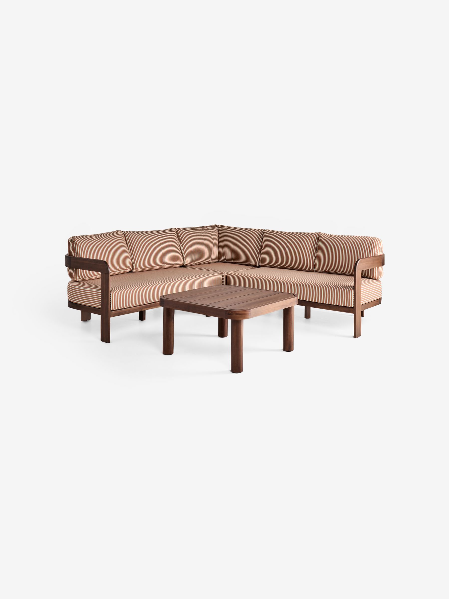 Eliana Garden Corner Lounge Set in Rust and Green Stripe - Image 4 of 5