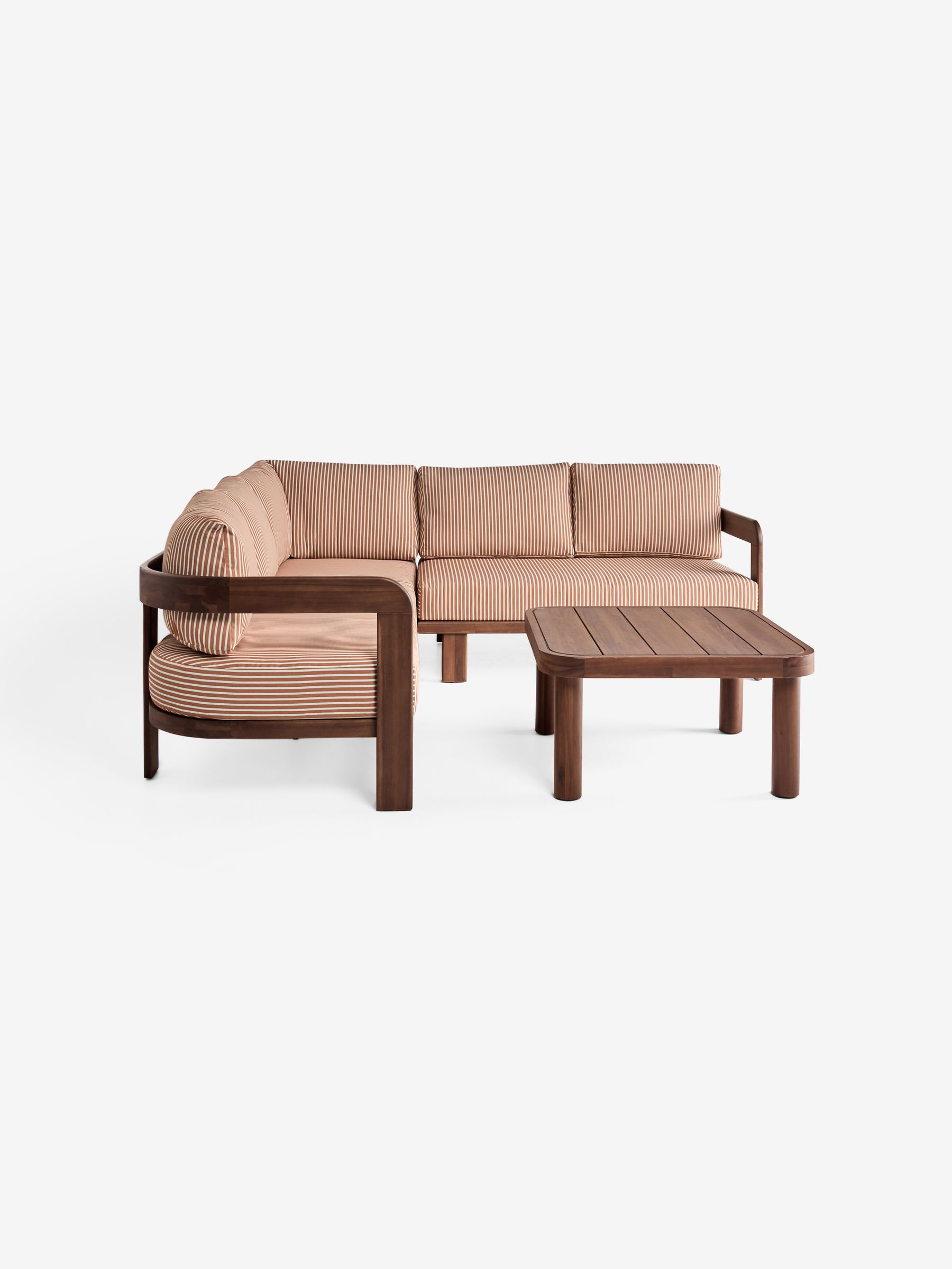 Eliana Garden Corner Lounge Set in Rust and Green Stripe - Image 5 of 5