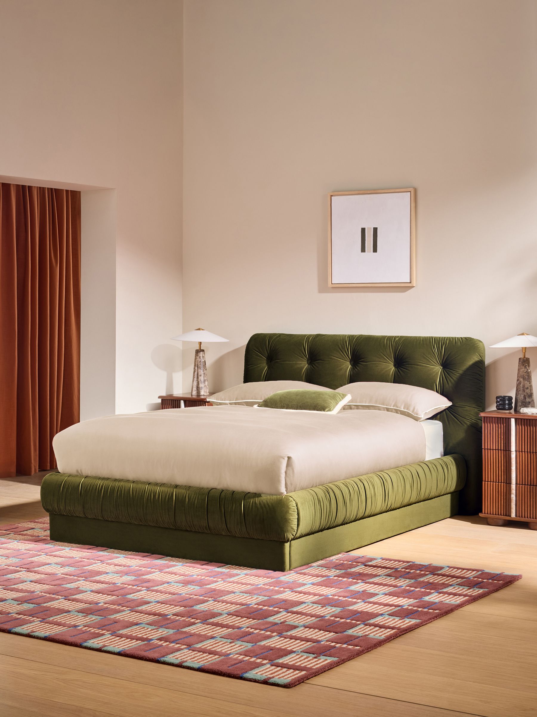 Flint Ottoman Storage Bed in Olive Green Velvet - Image 1 of 6