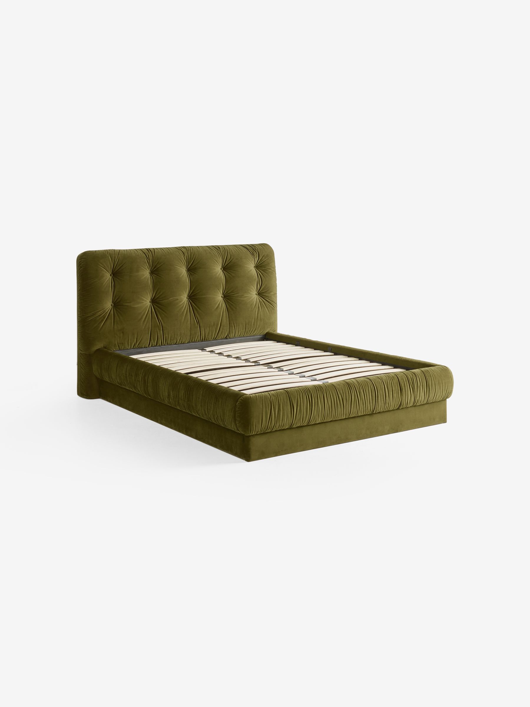 Flint Ottoman Storage Bed in Olive Green Velvet - Image 4 of 6
