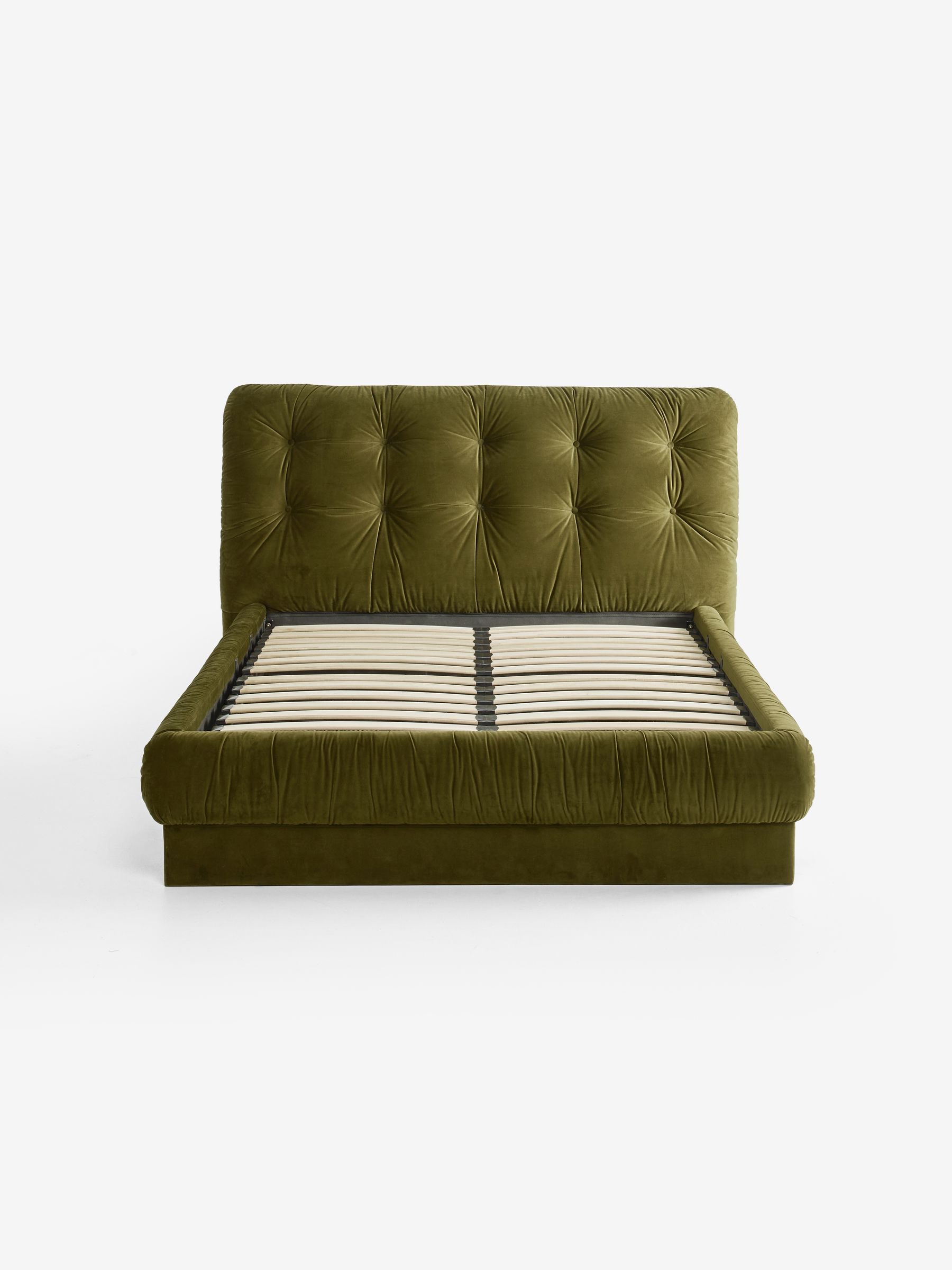 Flint Ottoman Storage Bed in Olive Green Velvet - Image 5 of 6