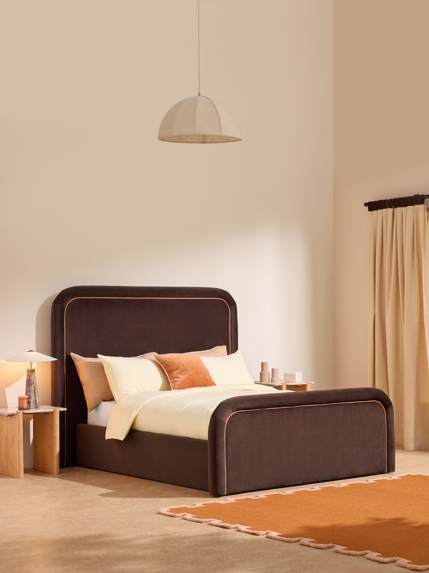 Etta Ottoman Storage Bed in Velvet Dark Truffle Brown - Image 1 of 9