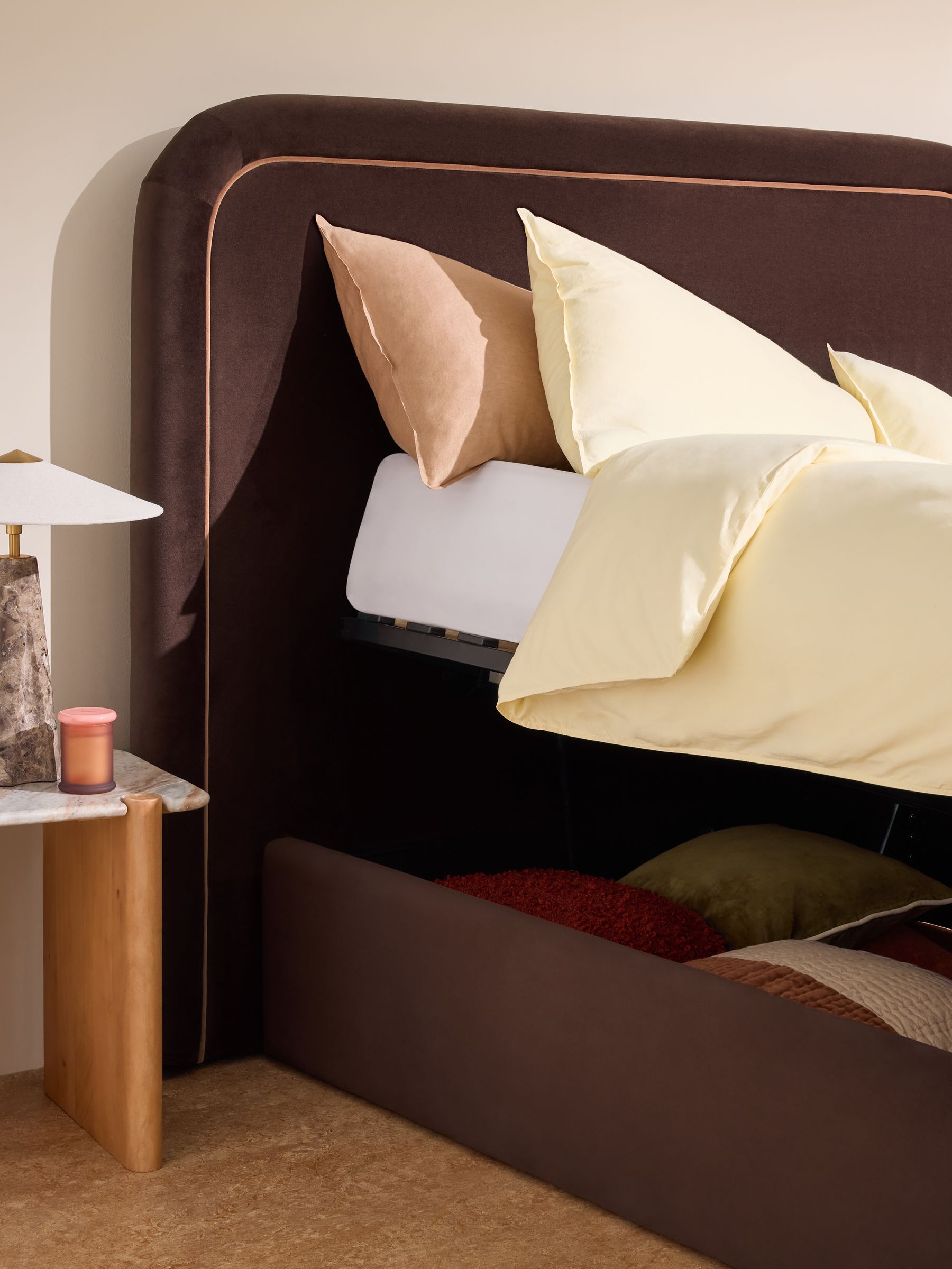 Etta Ottoman Storage Bed in Velvet Dark Truffle Brown - Image 5 of 9