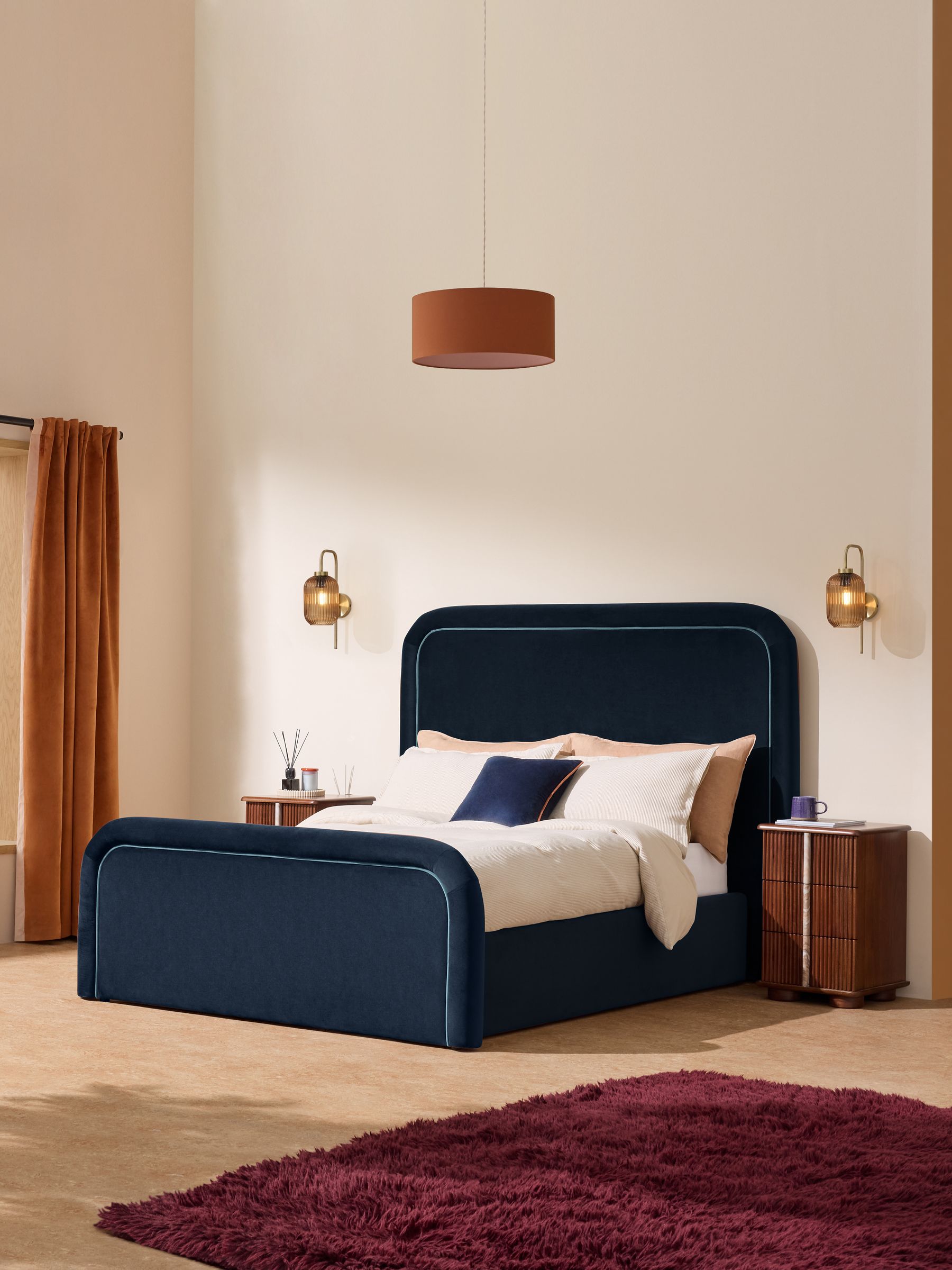 Etta Ottoman Storage Bed in Velvet Midnight Navy - Image 1 of 5