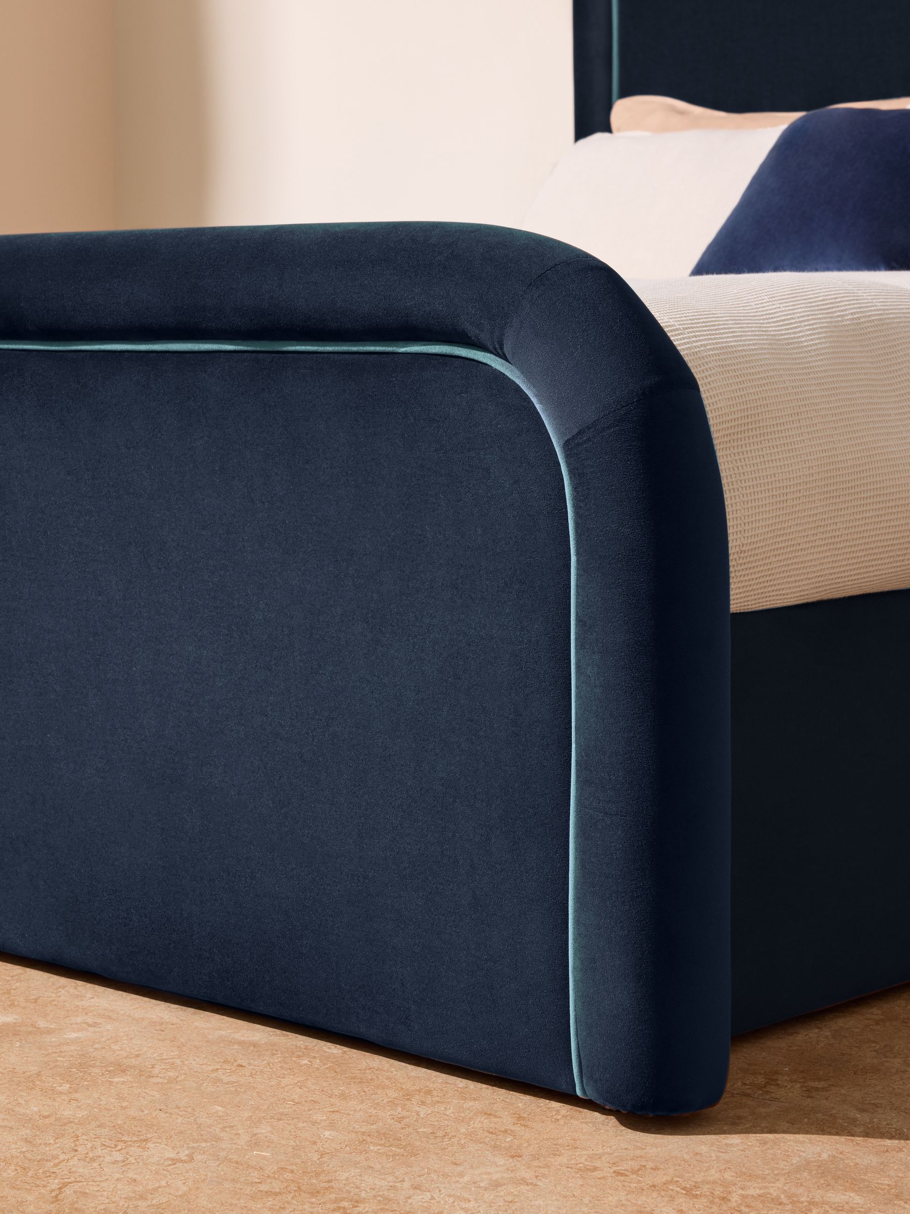 Etta Ottoman Storage Bed in Velvet Midnight Navy - Image 2 of 5