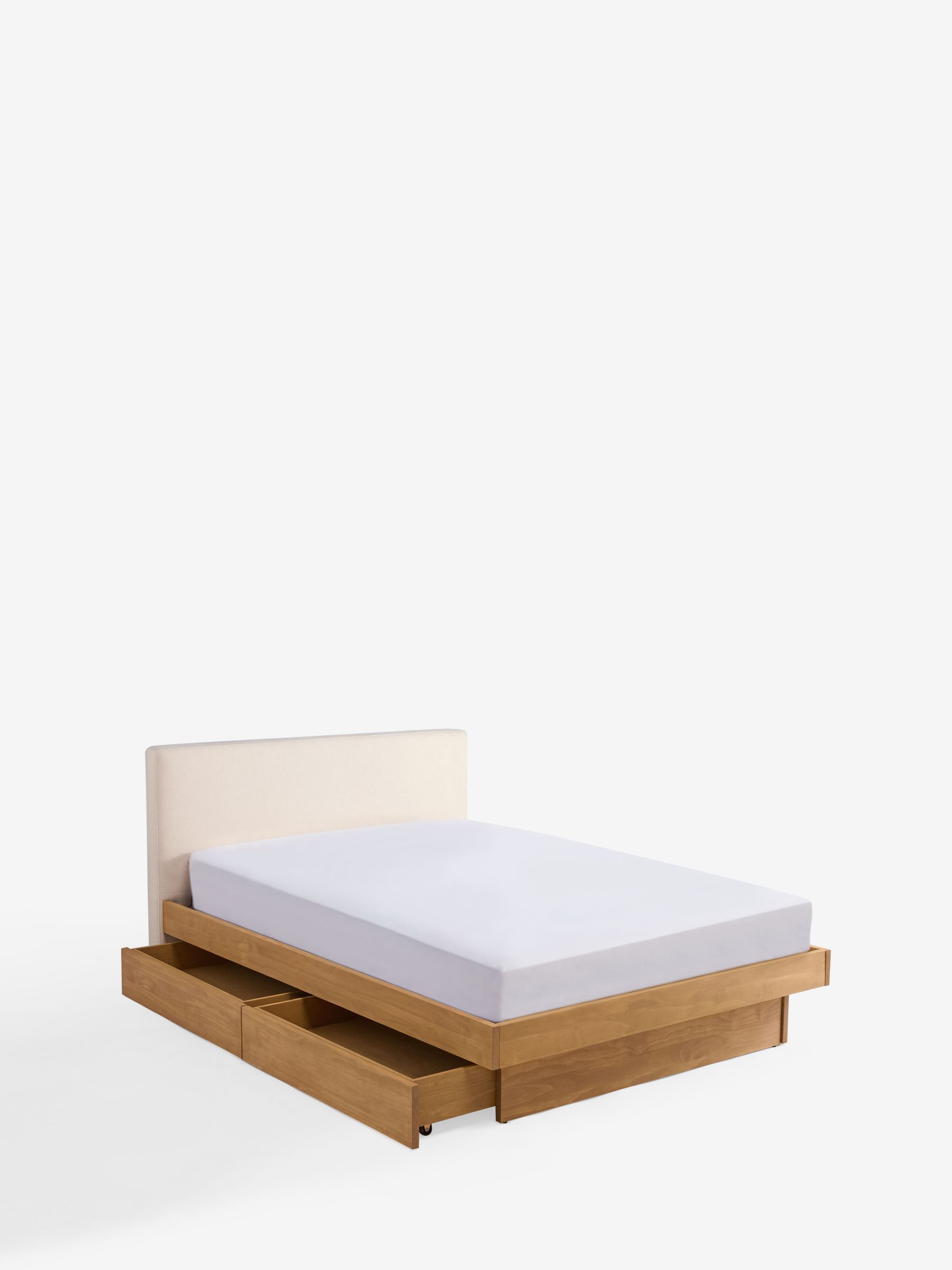 Meiko Upholstered Platform Bed With Drawers in Woven Slub Plain Natural Stone - Image 4 of 4 Meiko Upholstered Platform Bed With Drawers in Woven Slub Plain Natural Stone - Image 4 of 4