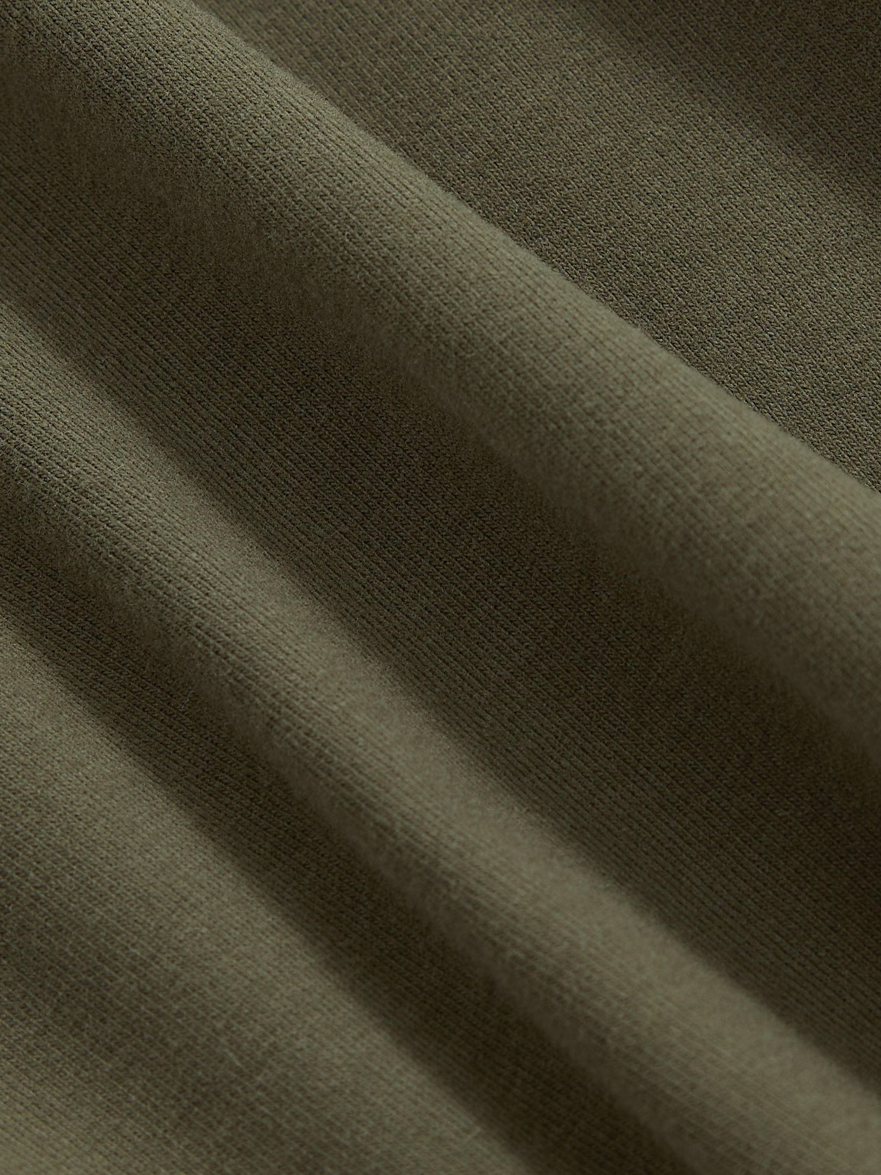 Stretch Cotton V-Neck T-Shirt in Khaki Green - image 3