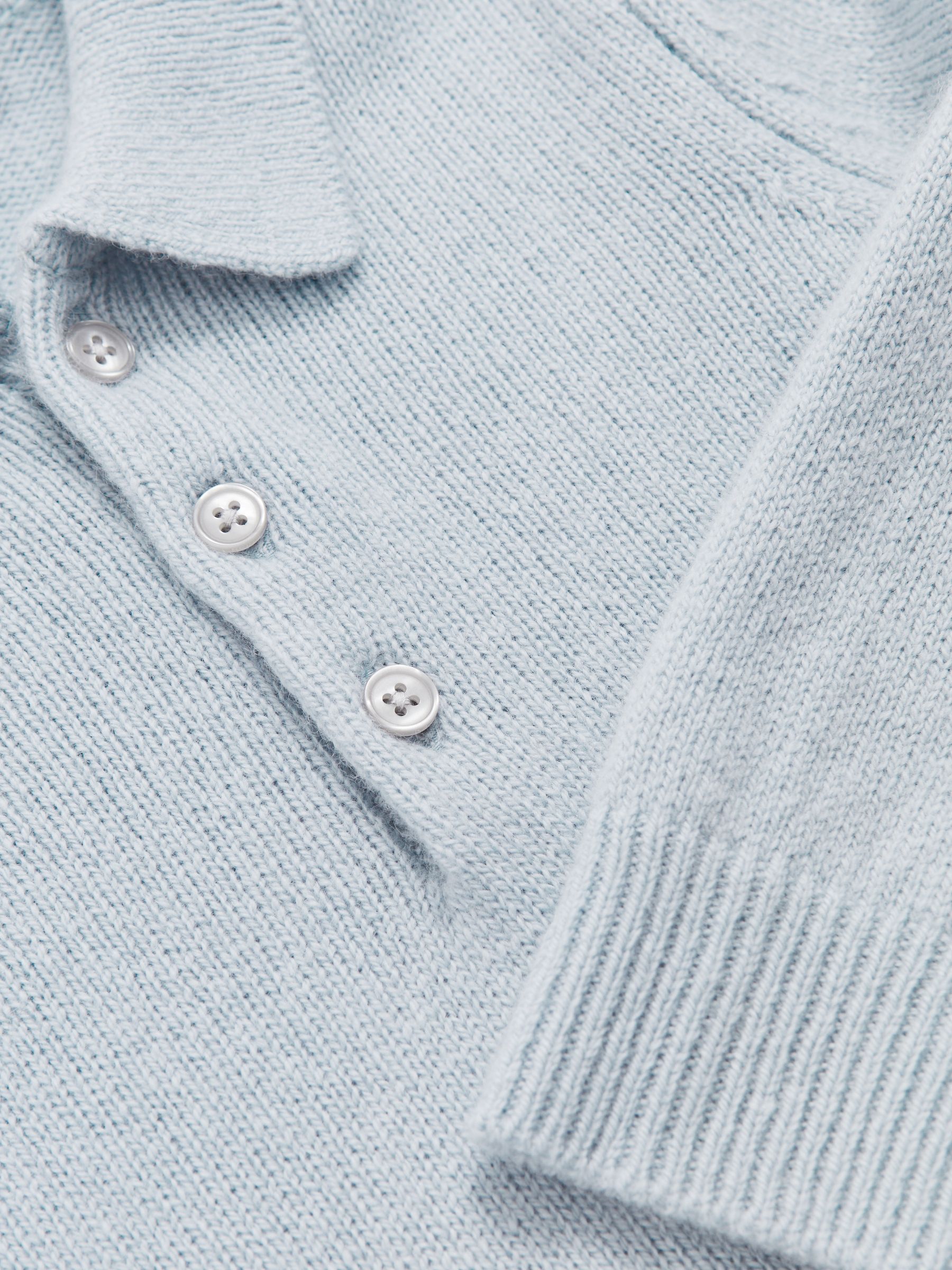 3-9 yrs Wool And Cashmere Polo Jumper in Blue Fog - Image 4 of 4
