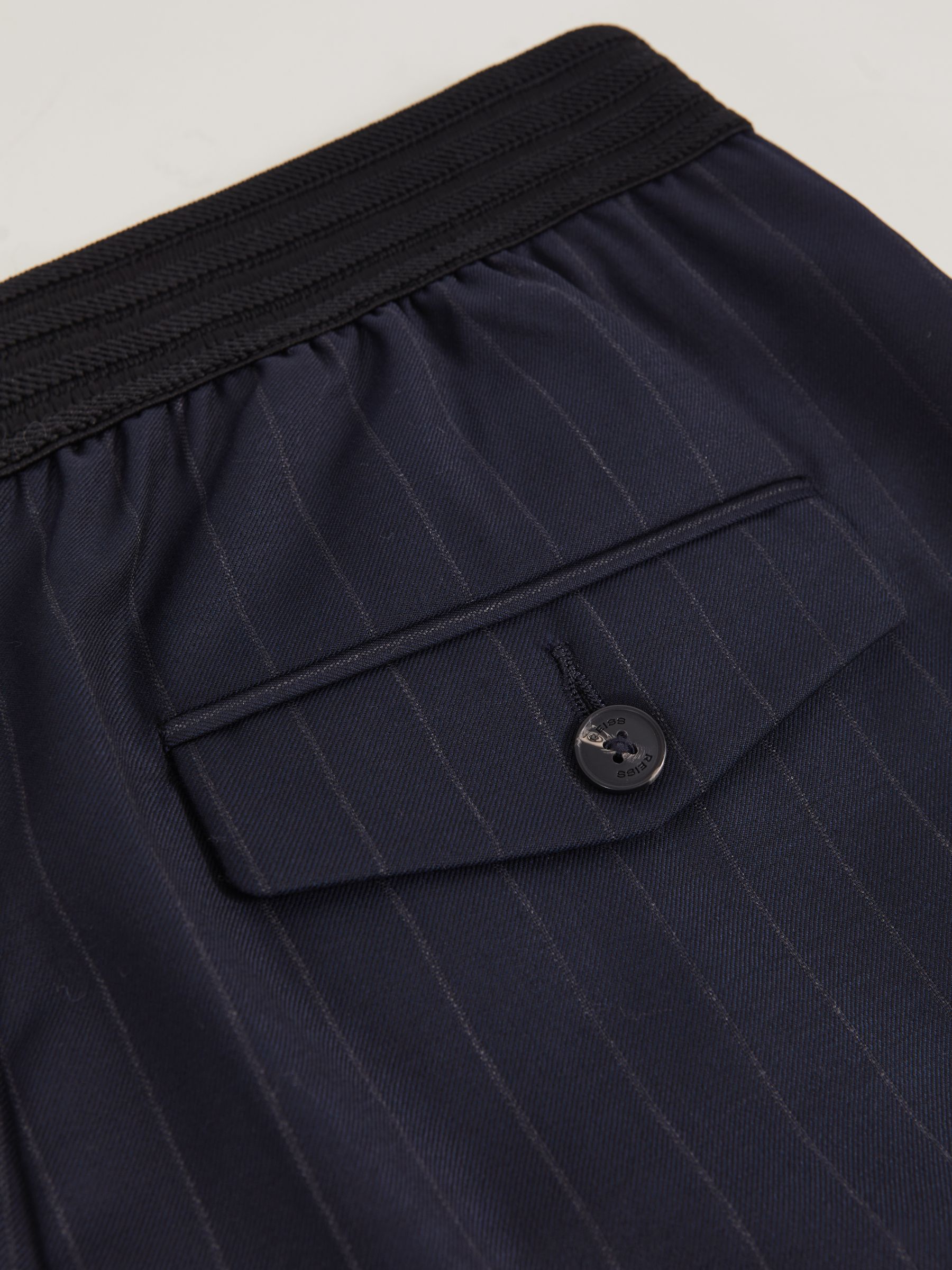 Petite Wool-Blend Pinstripe Wide-Leg Trousers in Navy - image 4