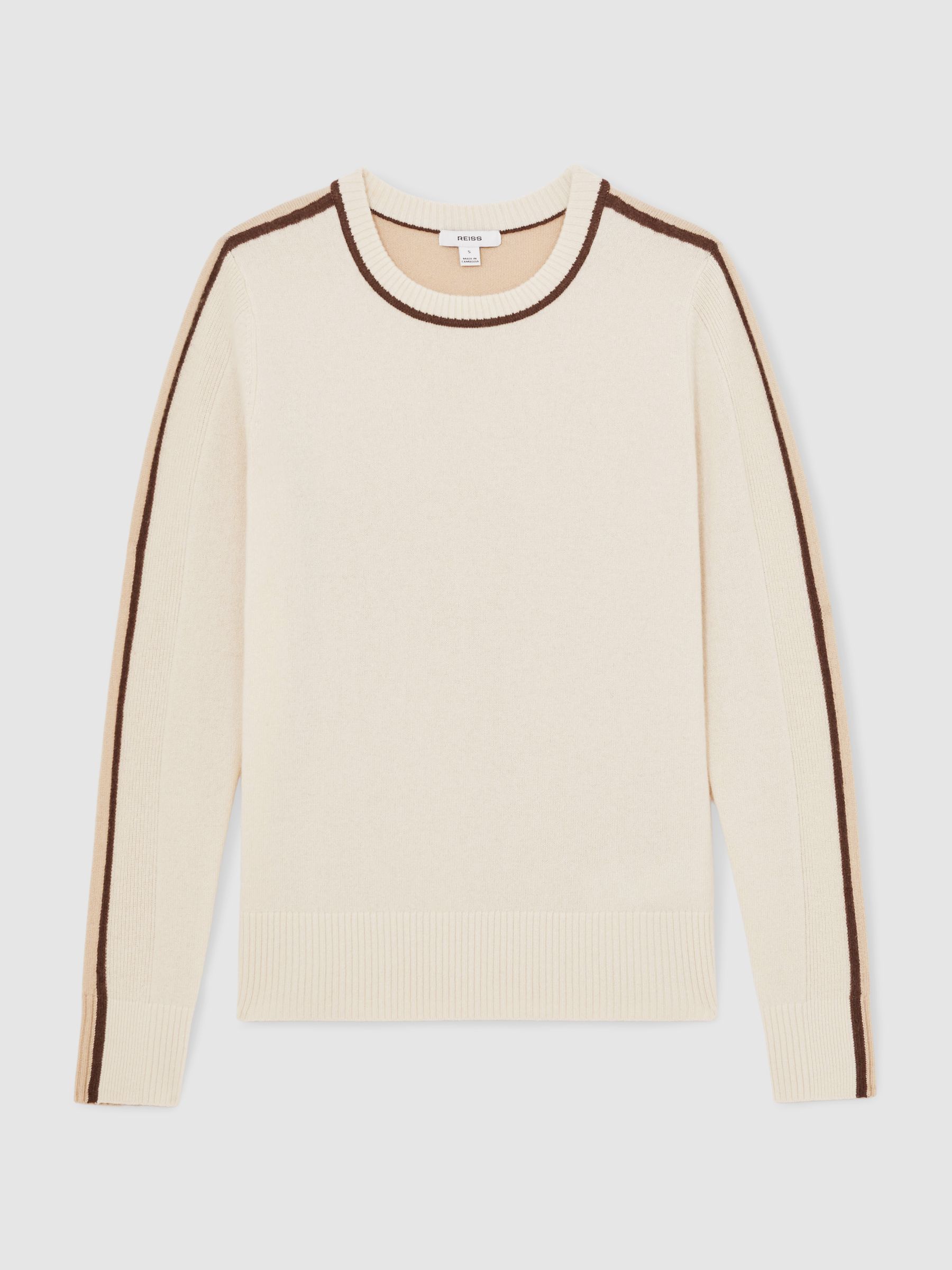 Wool-Blend Colour-Block Jumper With Cashmere in Cream/Neutral - Image 2 of 6