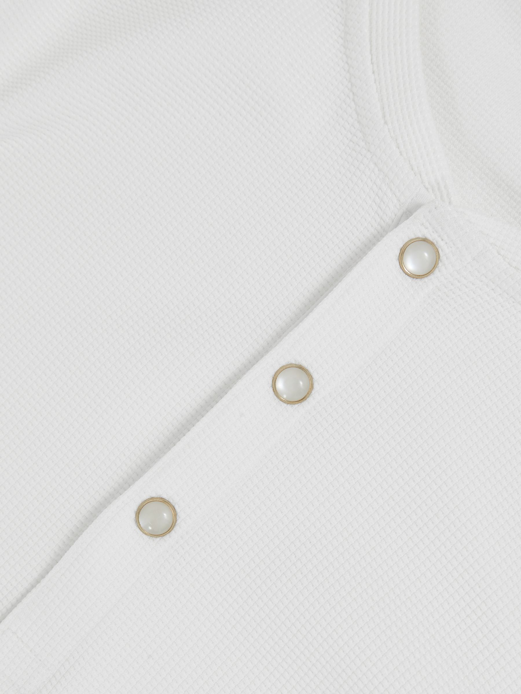Textured Grandad-Collar Henley Shirt in White - Image 6 of 6
