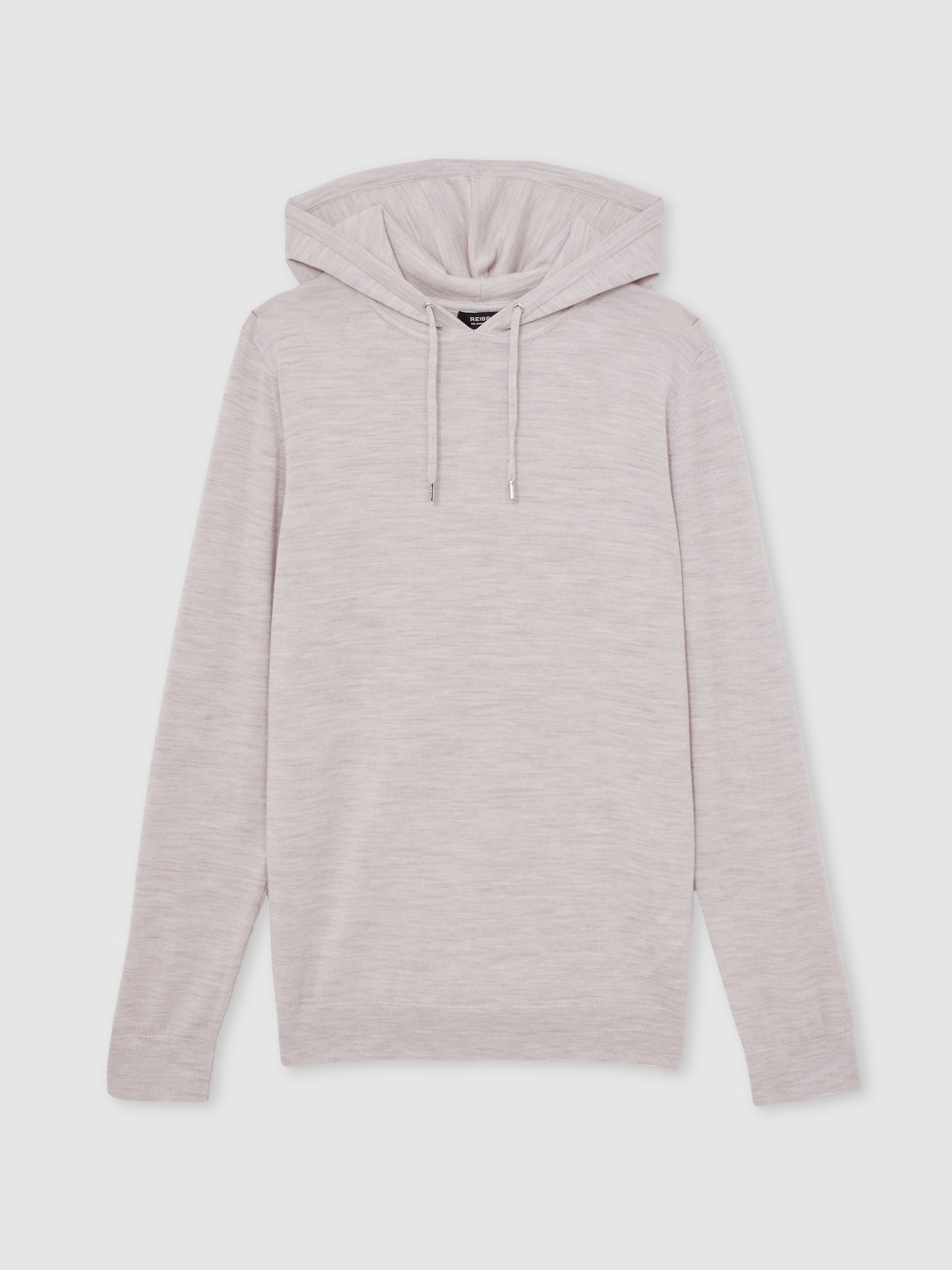 Merino Wool Drawstring Hoodie in Wicker Brown Melange - Image 5 of 6