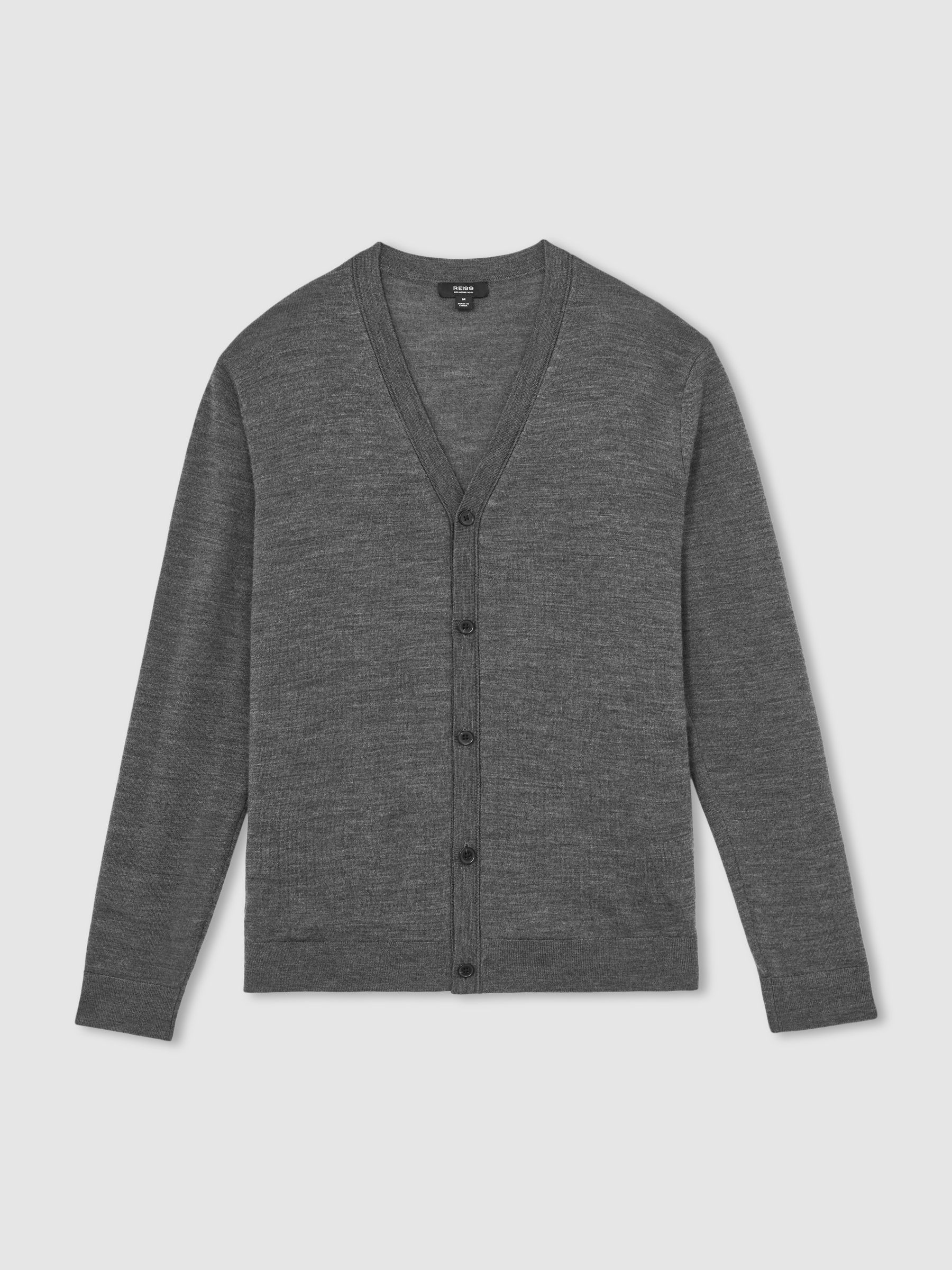Merino Wool Button-Through Cardigan in Derby Grey Melange - Image 2 of 7