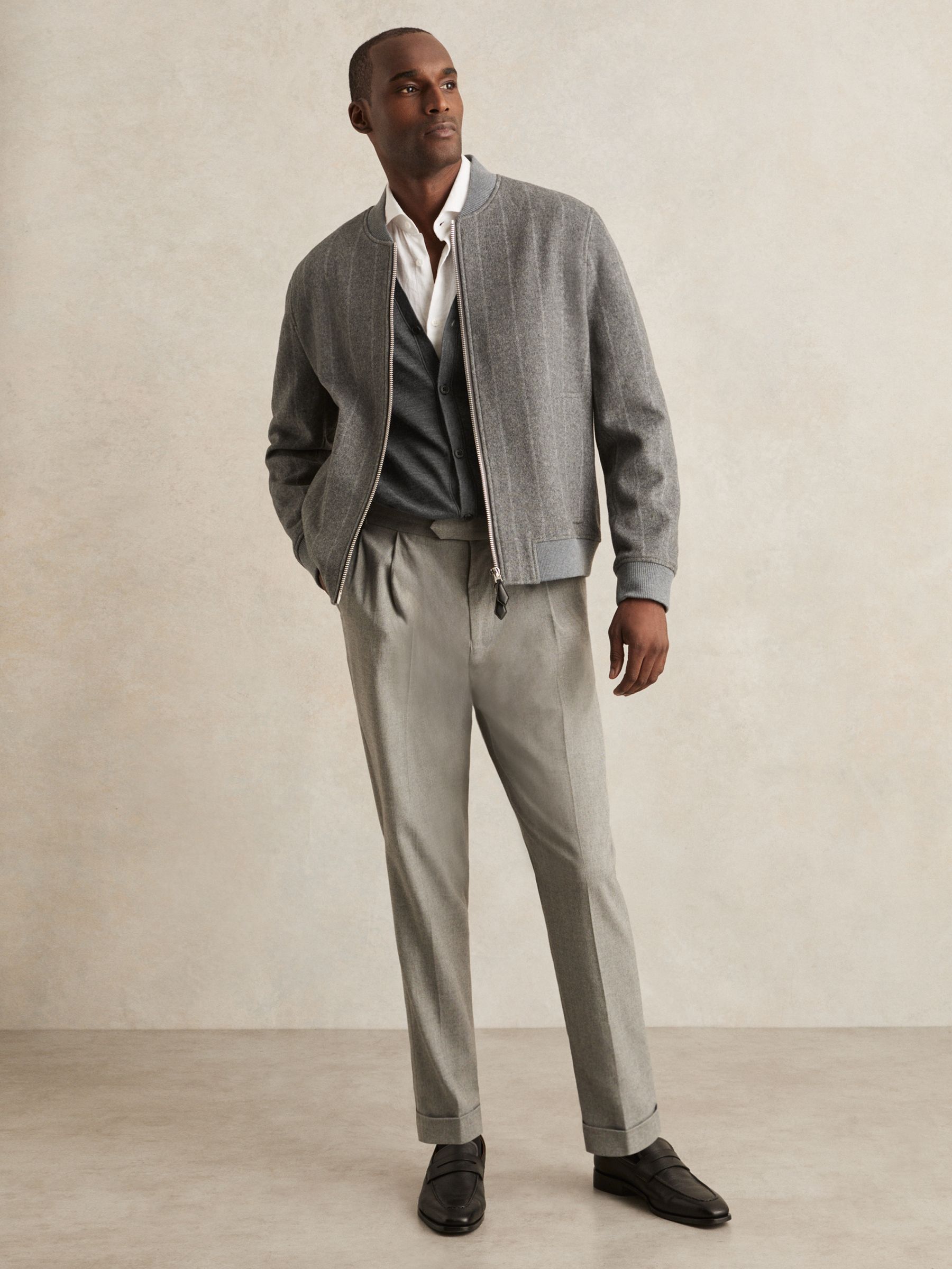 Merino Wool Button-Through Cardigan in Derby Grey Melange - Image 6 of 7