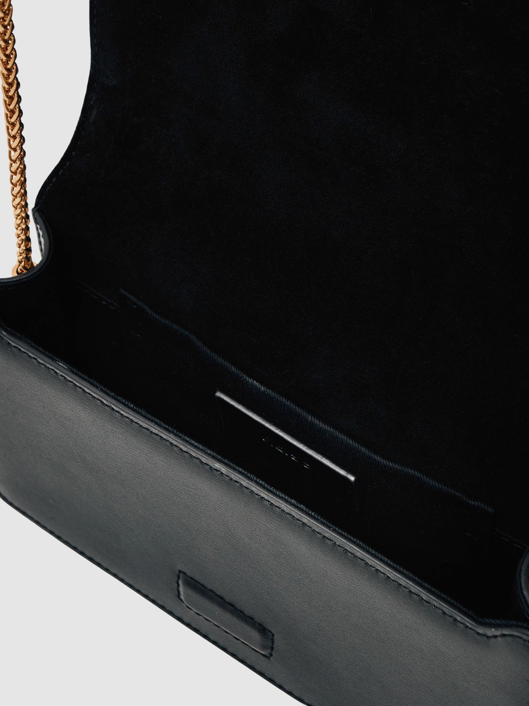 Leather Chain-Strap Shoulder Bag in Black - image 4