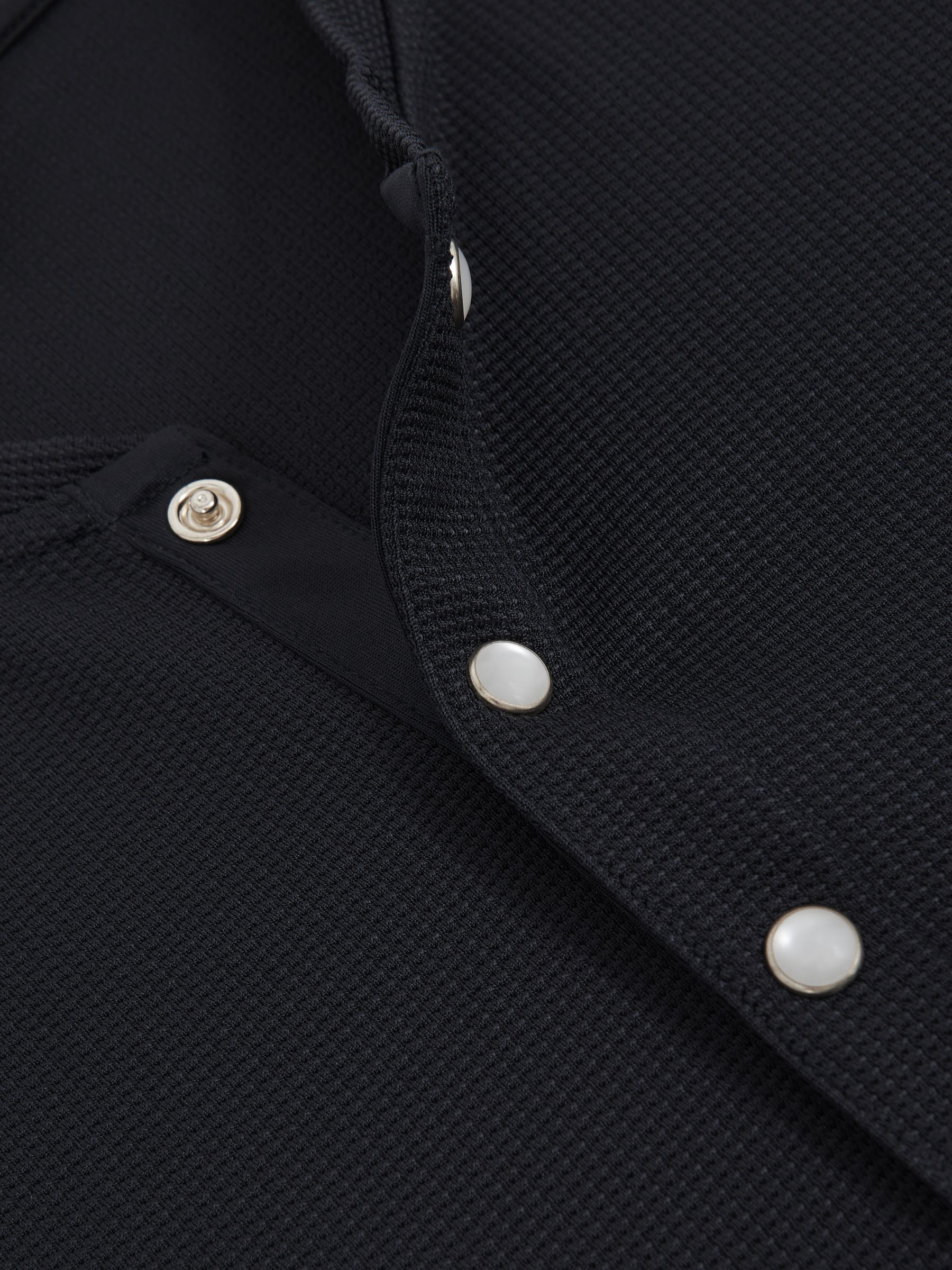Textured Grandad-Collar Henley Shirt in Navy - Image 7 of 7