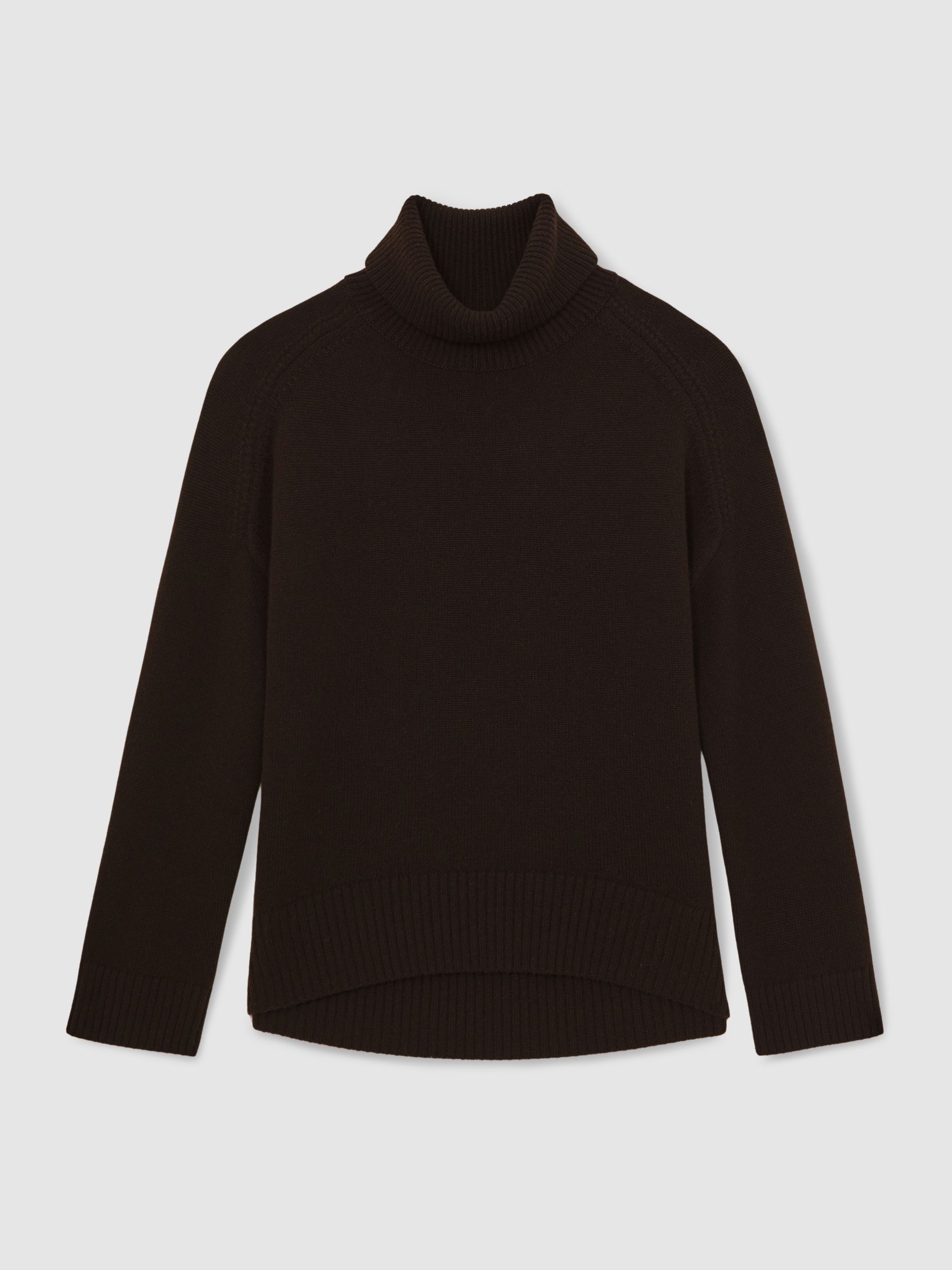 Wool-Cashmere Roll-Neck Jumper in Chocolate Brown - Image 2 of 6