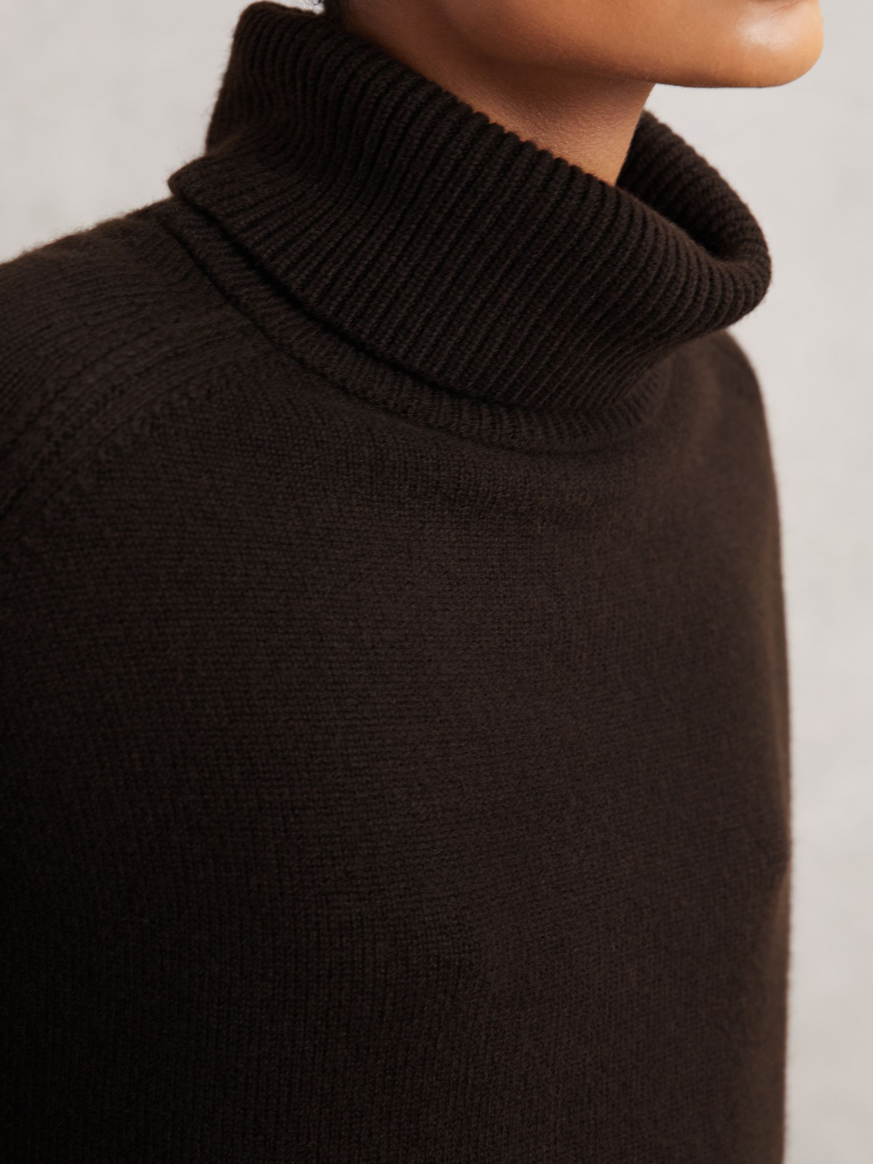 Wool-Cashmere Roll-Neck Jumper in Chocolate Brown - Image 4 of 6