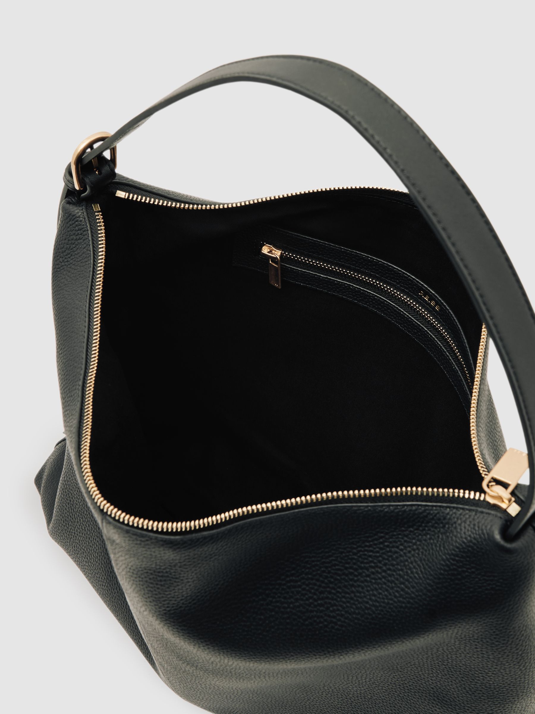 Grained Leather Tote Bag in Black - Image 3 of 7