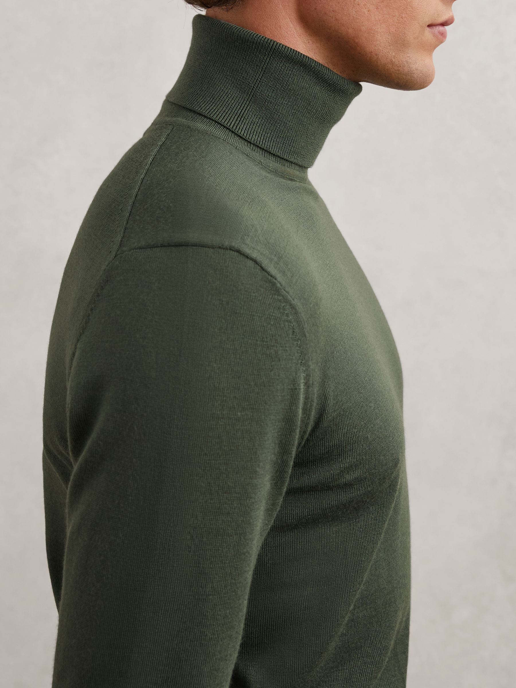 Wool Roll-Neck Jumper in Kale Green - image 5