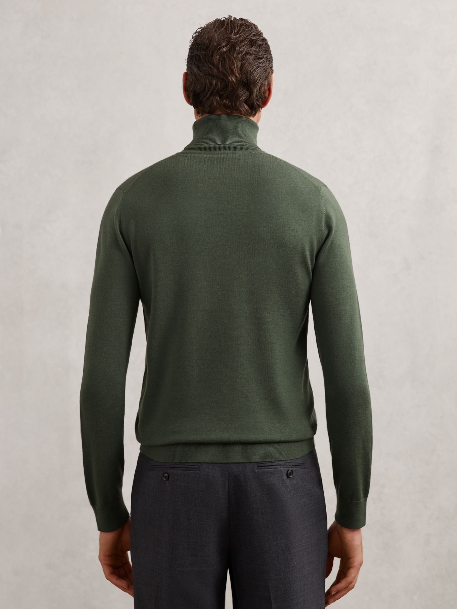 Wool Roll-Neck Jumper in Kale Green - image 4