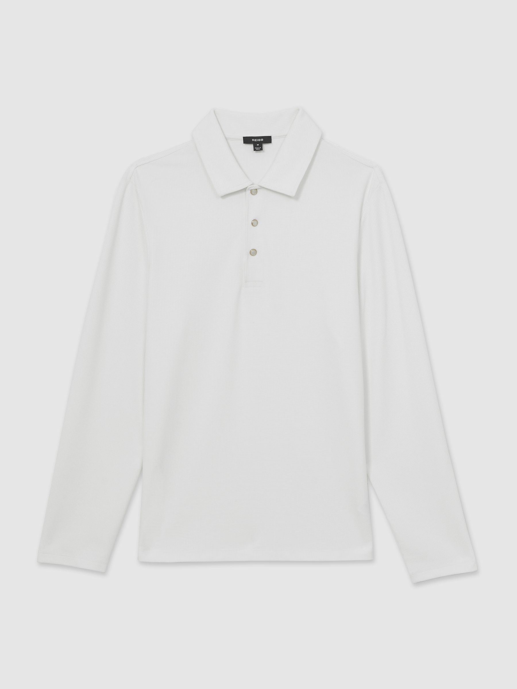 Textured Press-Stud Polo Shirt in White - Image 2 of 6