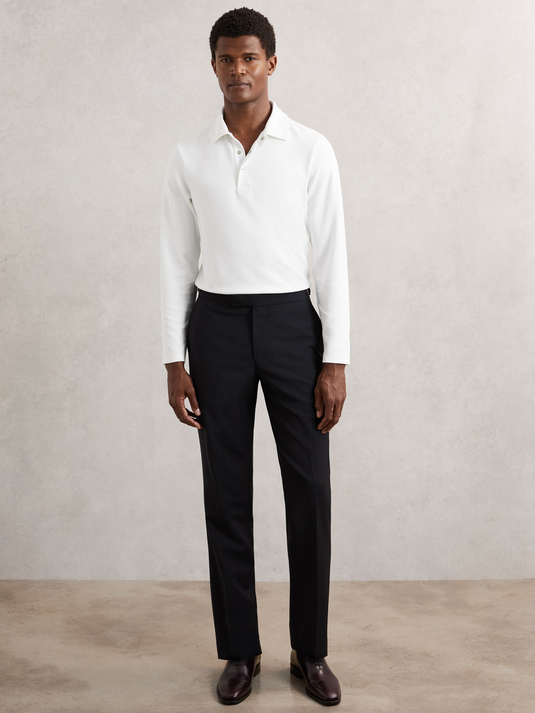 Textured Press-Stud Polo Shirt in White - Image 4 of 6